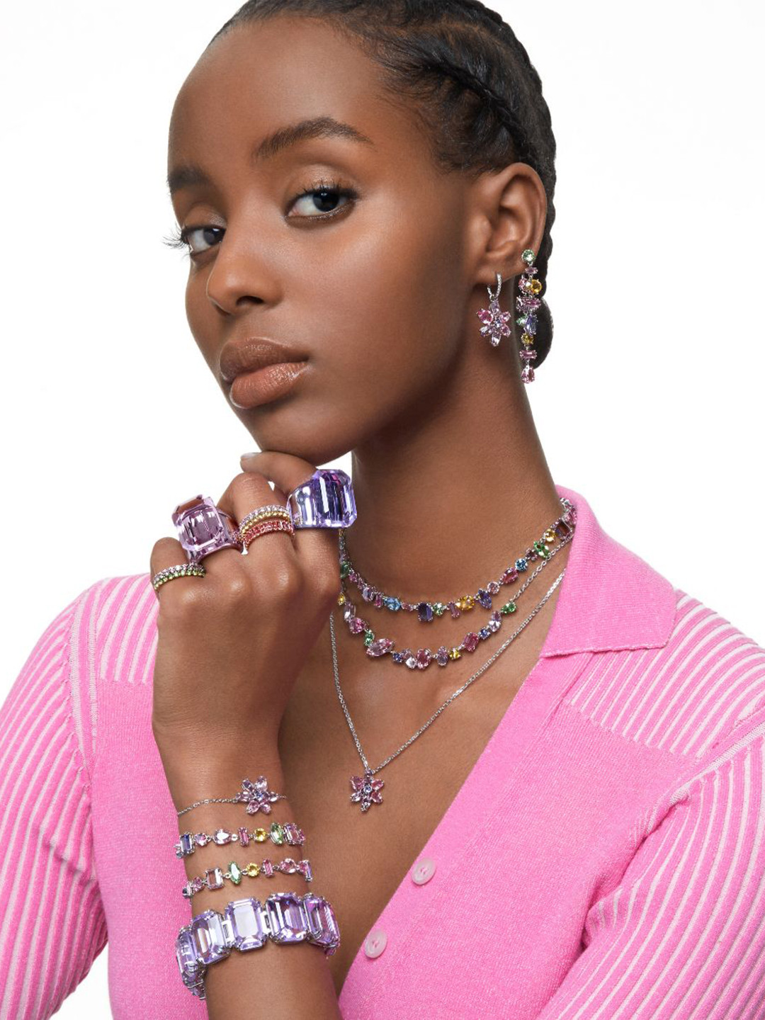 SWAROVSKI MATRIX Gold-Plated Crystal Stones Studded Finger Ring