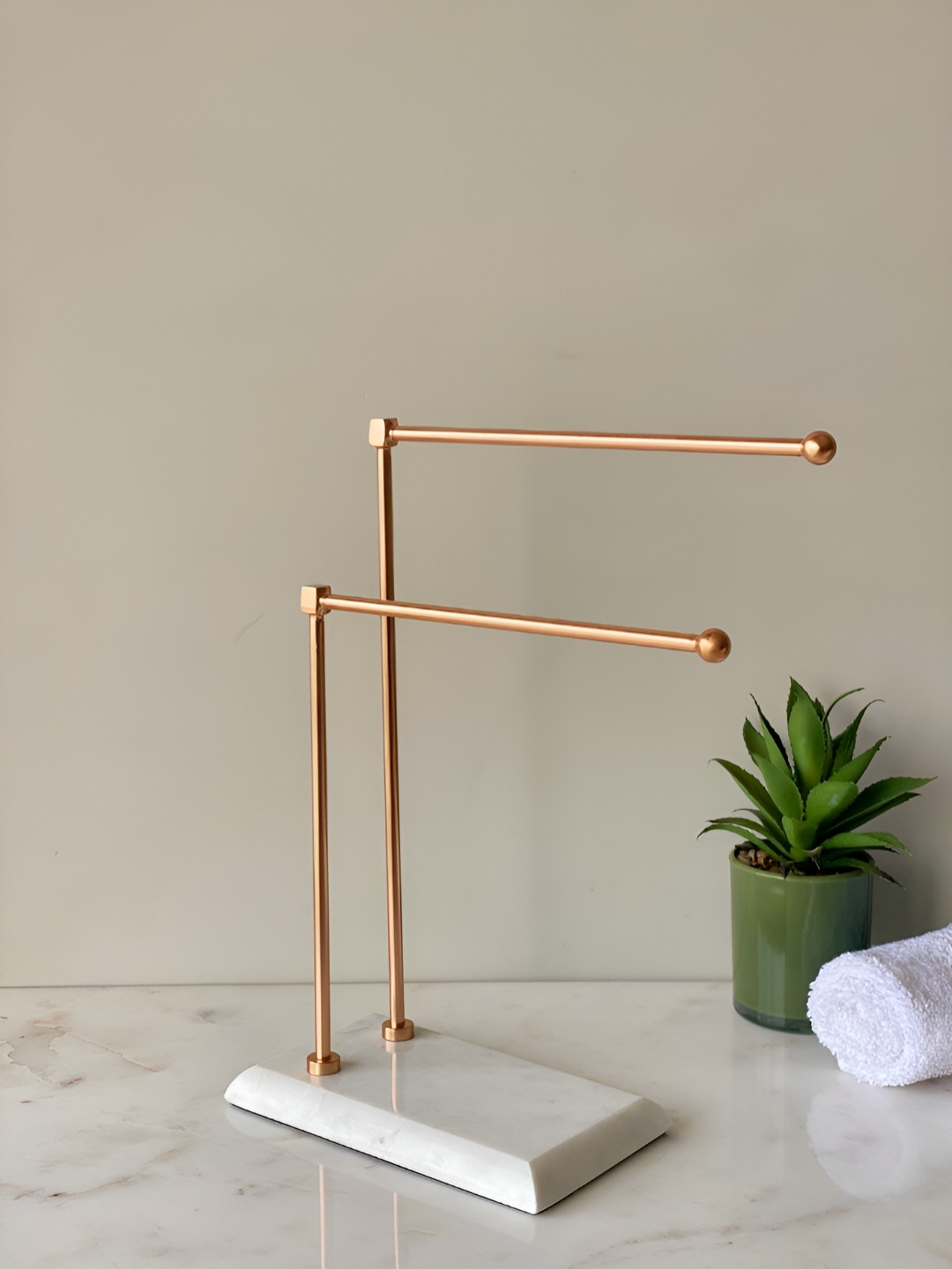 Mason Home White & Rose Gold Marble Towel Holder