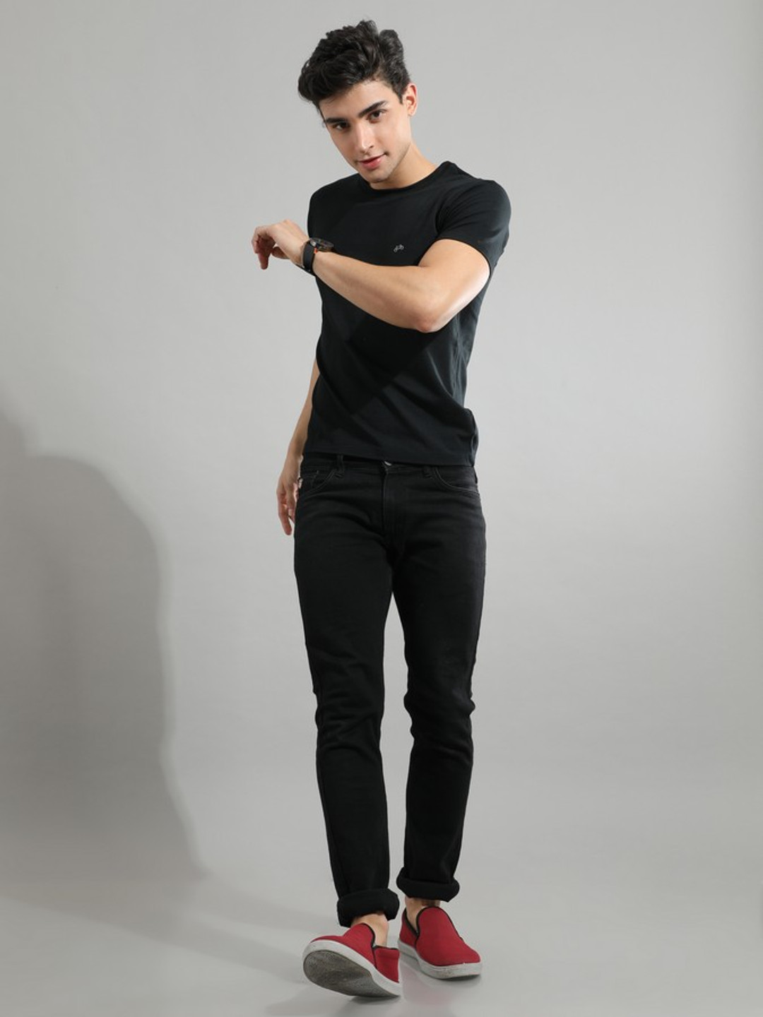 GREEN AGE Men Solid Round Neck Bamboo Relaxed Fit T-shirt