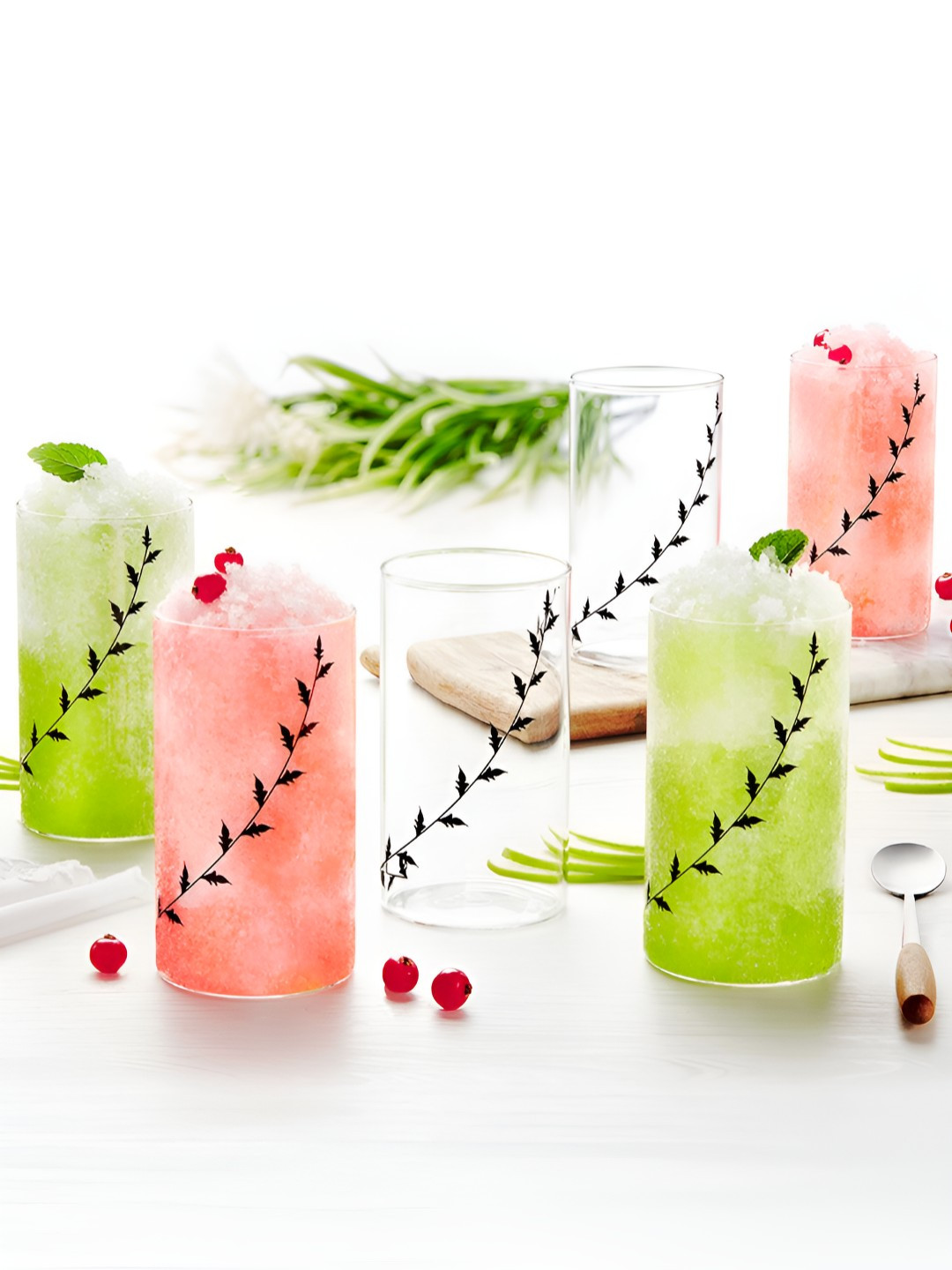 BOROSIL Vision Transparent 6 Pieces Black Krip Borosilicate Glass Water Glass-350 ml Each