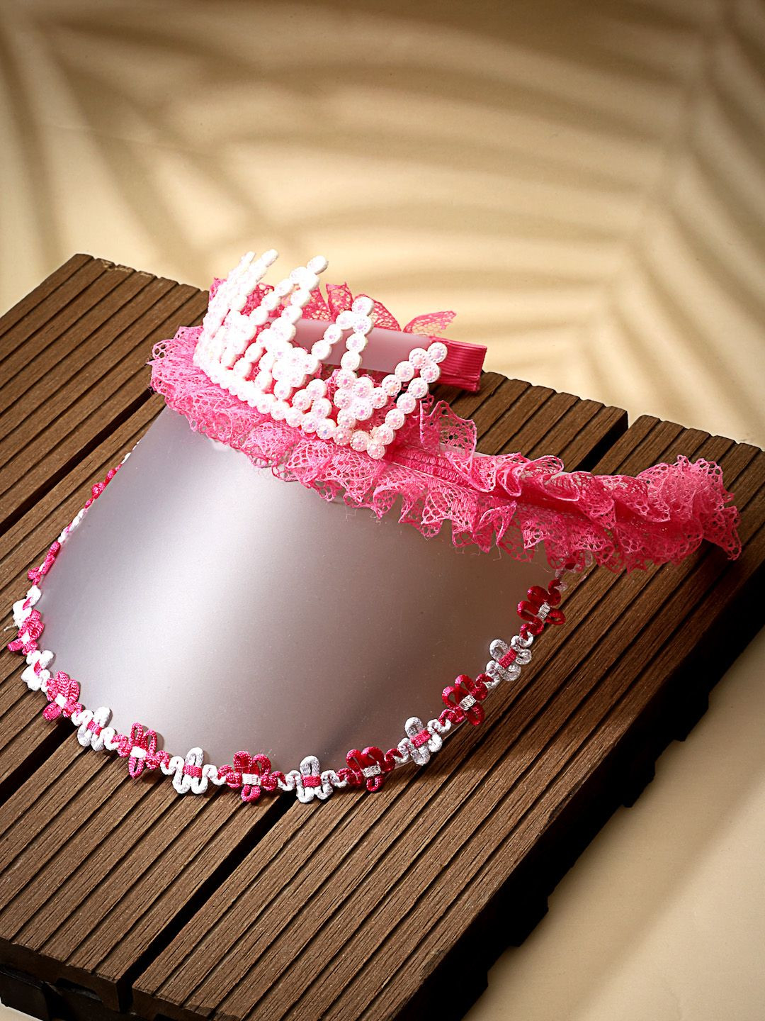 Stoln Girls Pink Embellished Cap Lace Hair Band