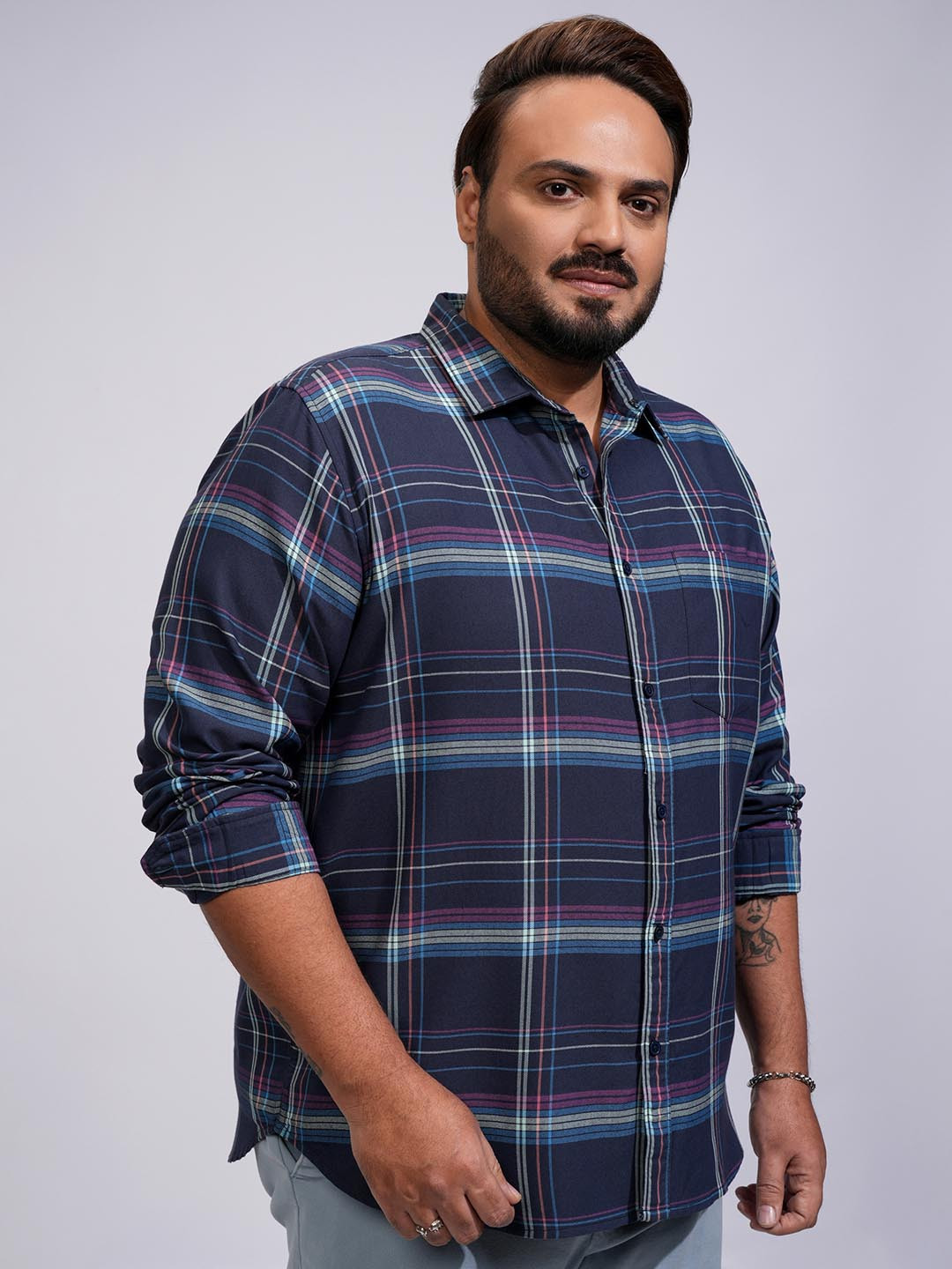HIGHLANDER Men Full Sleeve Plus Size Shirt