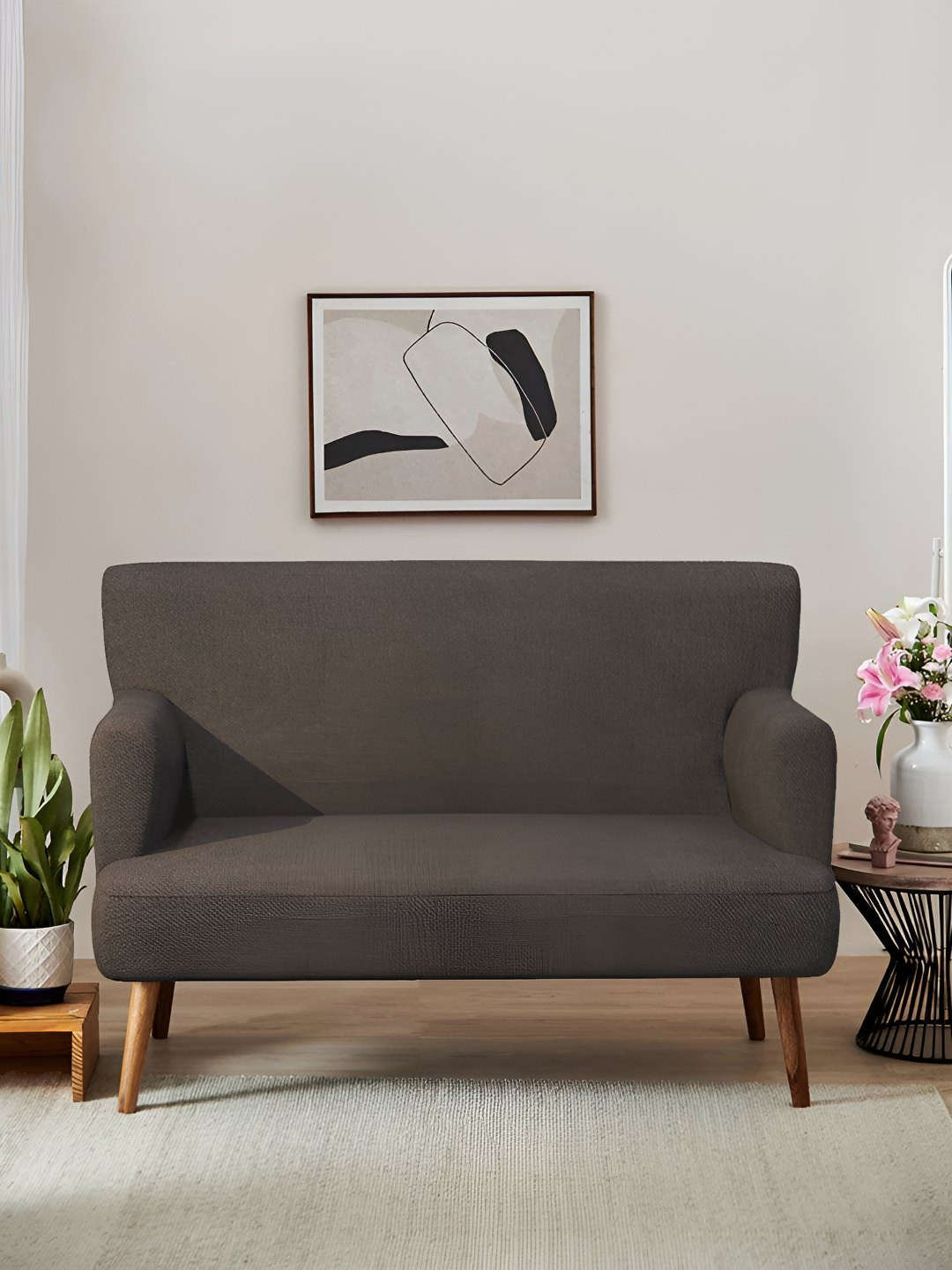 Chumbak Jodhpur Love Seat Brown Coal Two Seater Couch