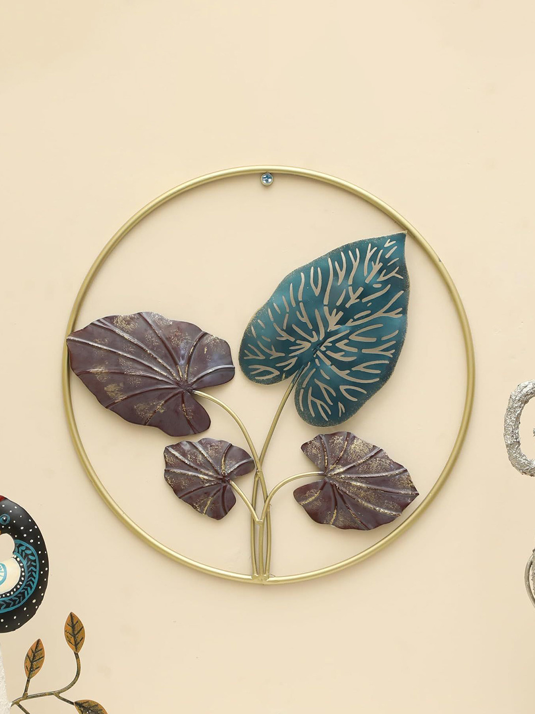 vedas Square, W-Divit Metal Natural Elements Glossy Hanging Hall Wall Hangings-18In