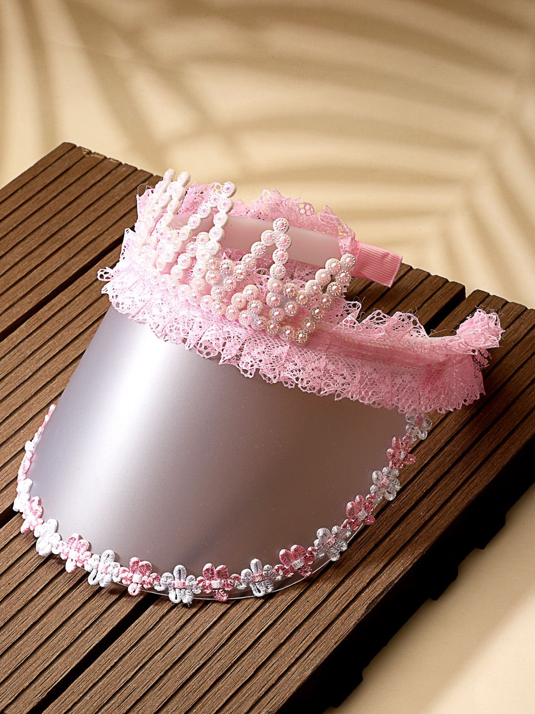 Stoln Girls Pink Embellished Cap Lace Hair Band