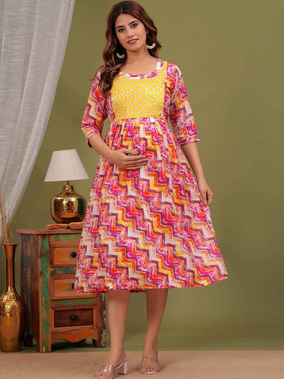 mad fury Tropical Print Maternity Maxi Dress
