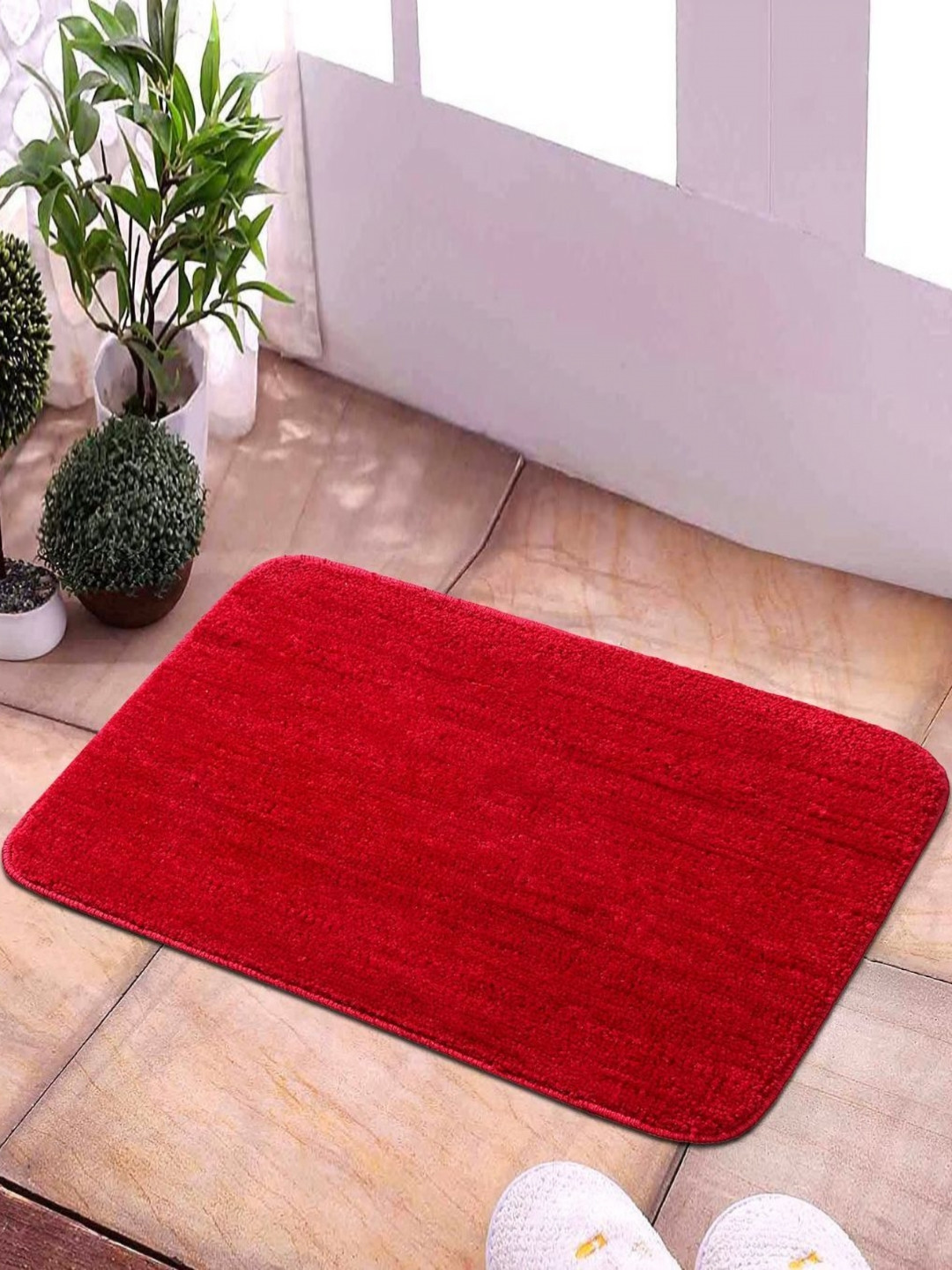 MAA HOME CONCEPT Red Microfiber 1500 GSM Anti Skid Bath Rug
