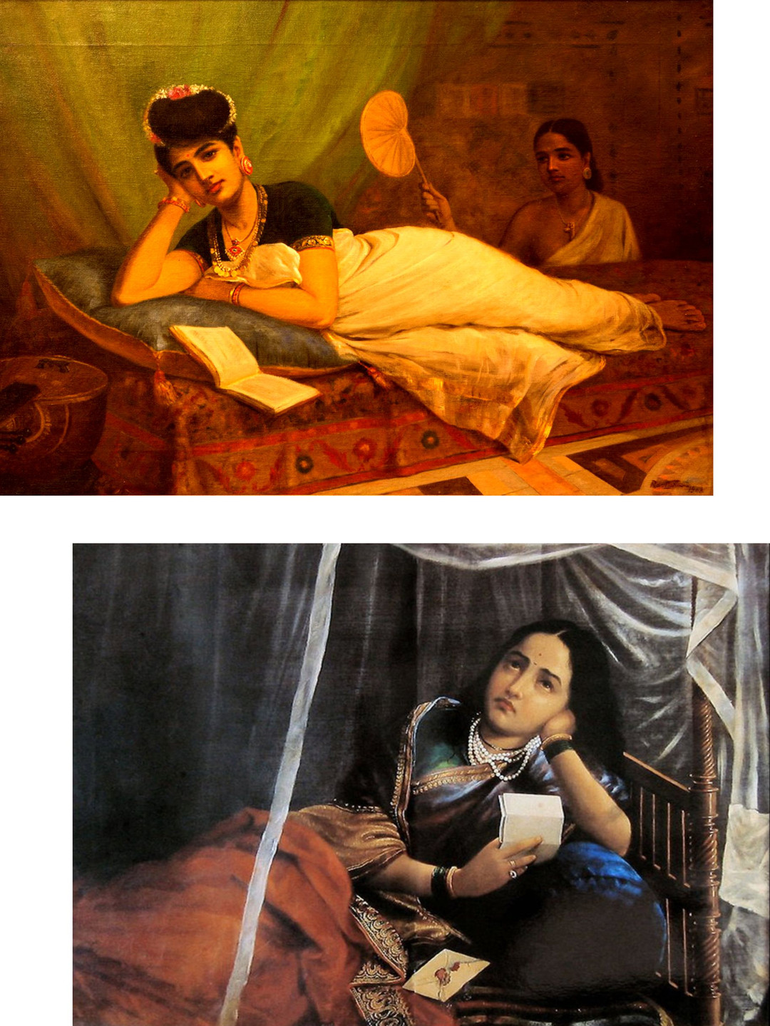 Adventures India Reclining Lady Wood 2 Piece Rectangle Paintings Wall Art - 23.6 x 17.7 In