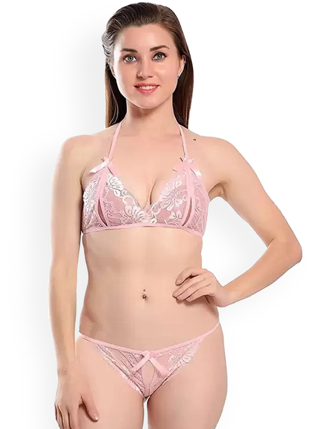 chia fashions Non Padded Lingerie Set - CHFS-206-PINK-30B