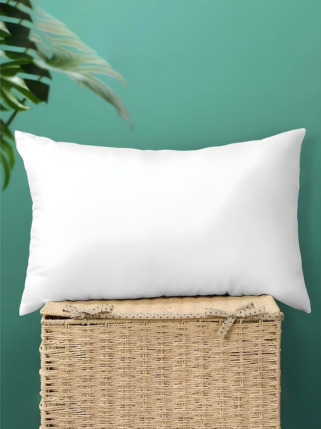 Kuber Industries White Solid Cotton Ultra Soft Fibre Sleep Pillow-14 x 40 x 62 cm