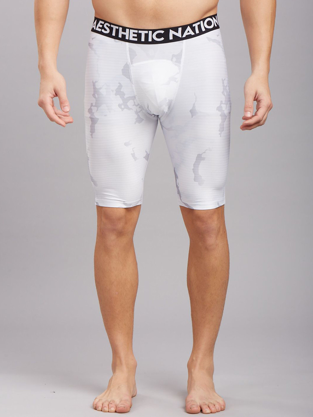 AESTHETIC NATION Men Printed Skinny Fit Training or Gym Sports Shorts CTR-MID-ICE