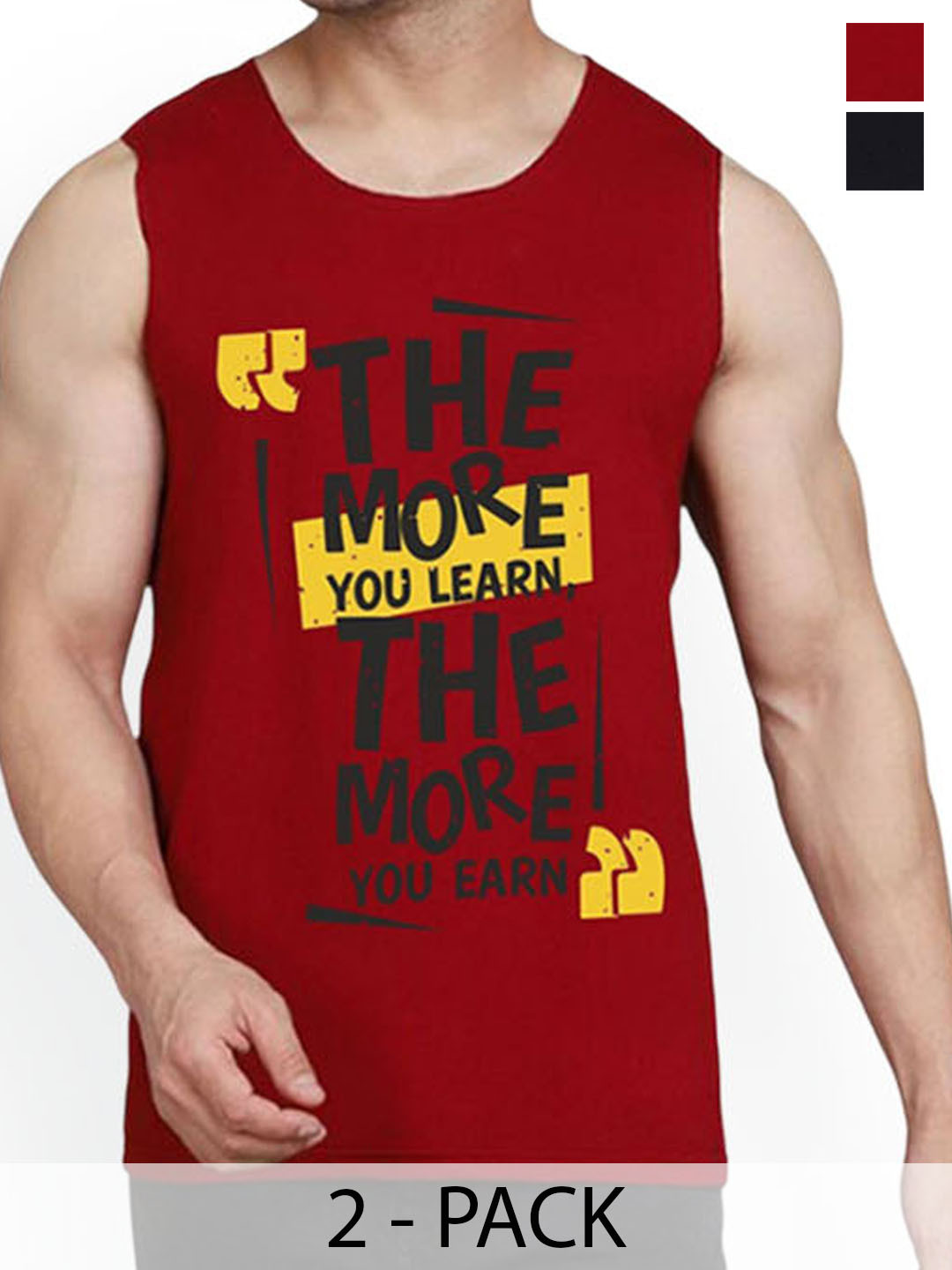 Woostro Men Pack Of 2 Printed Combed Cotton Gym Innerwear Gym Vests