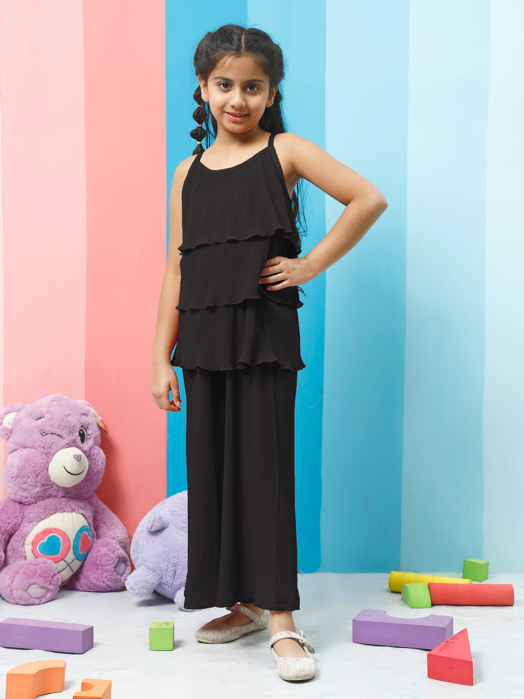 Athena Girl Tiered Top With Palazzos