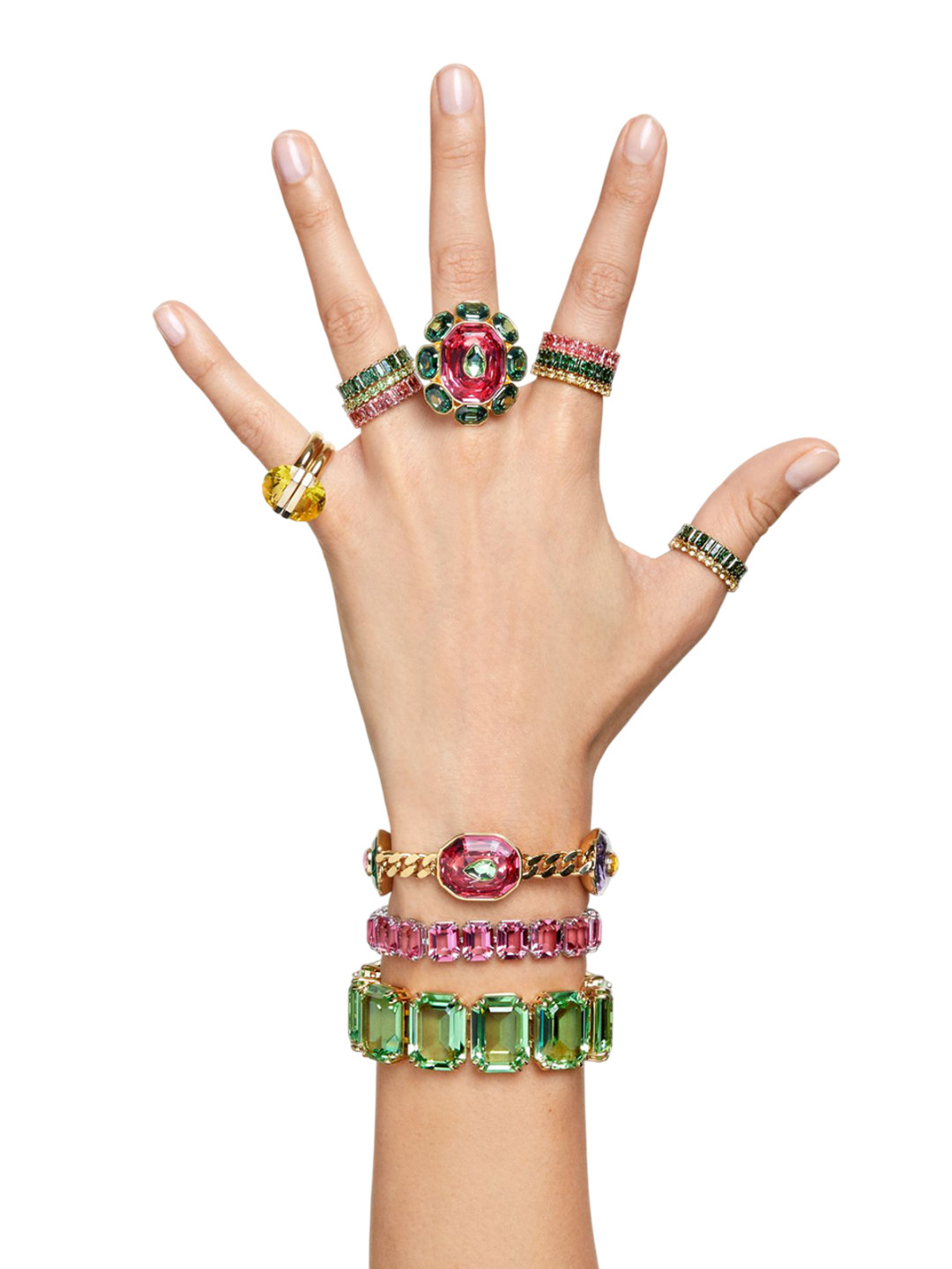 SWAROVSKI MATRIX Gold-Plated Crystal Stones Studded Finger Ring