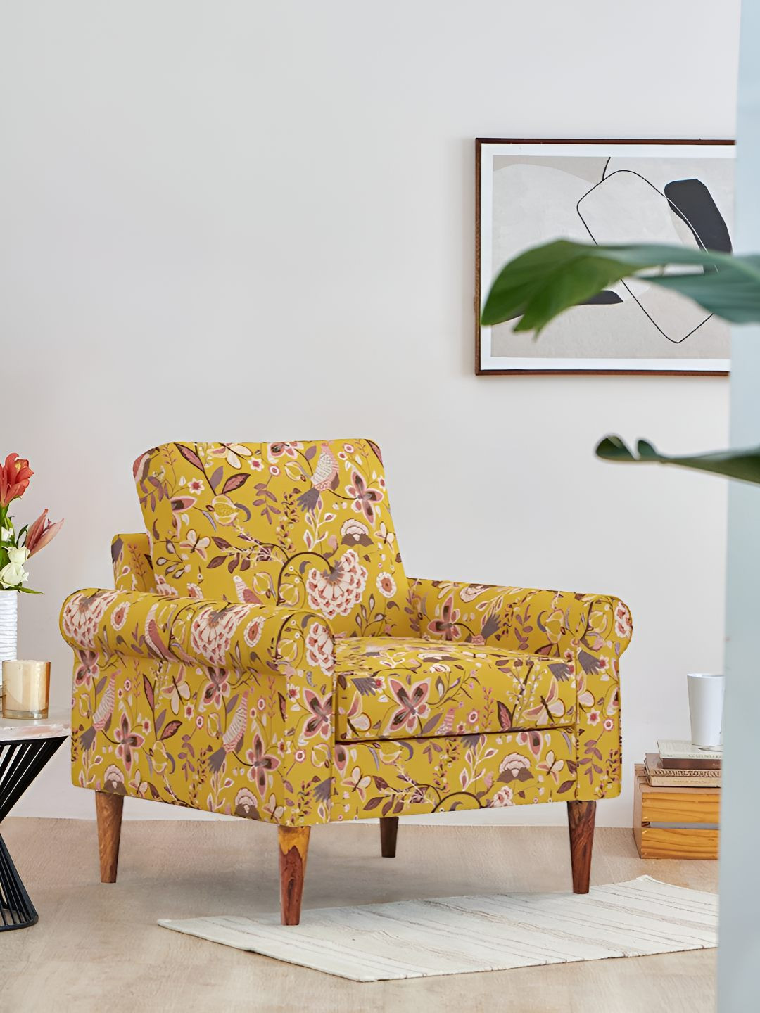 Chumbak Colonial Couch Single Seater Dragonfruit Yellow Single Seater Inflatable Sofa