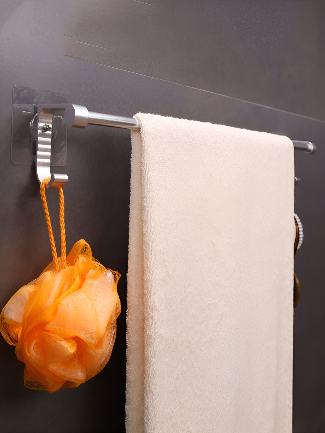 HOKIPO Silver-Toned Solid Metal Towel Rod