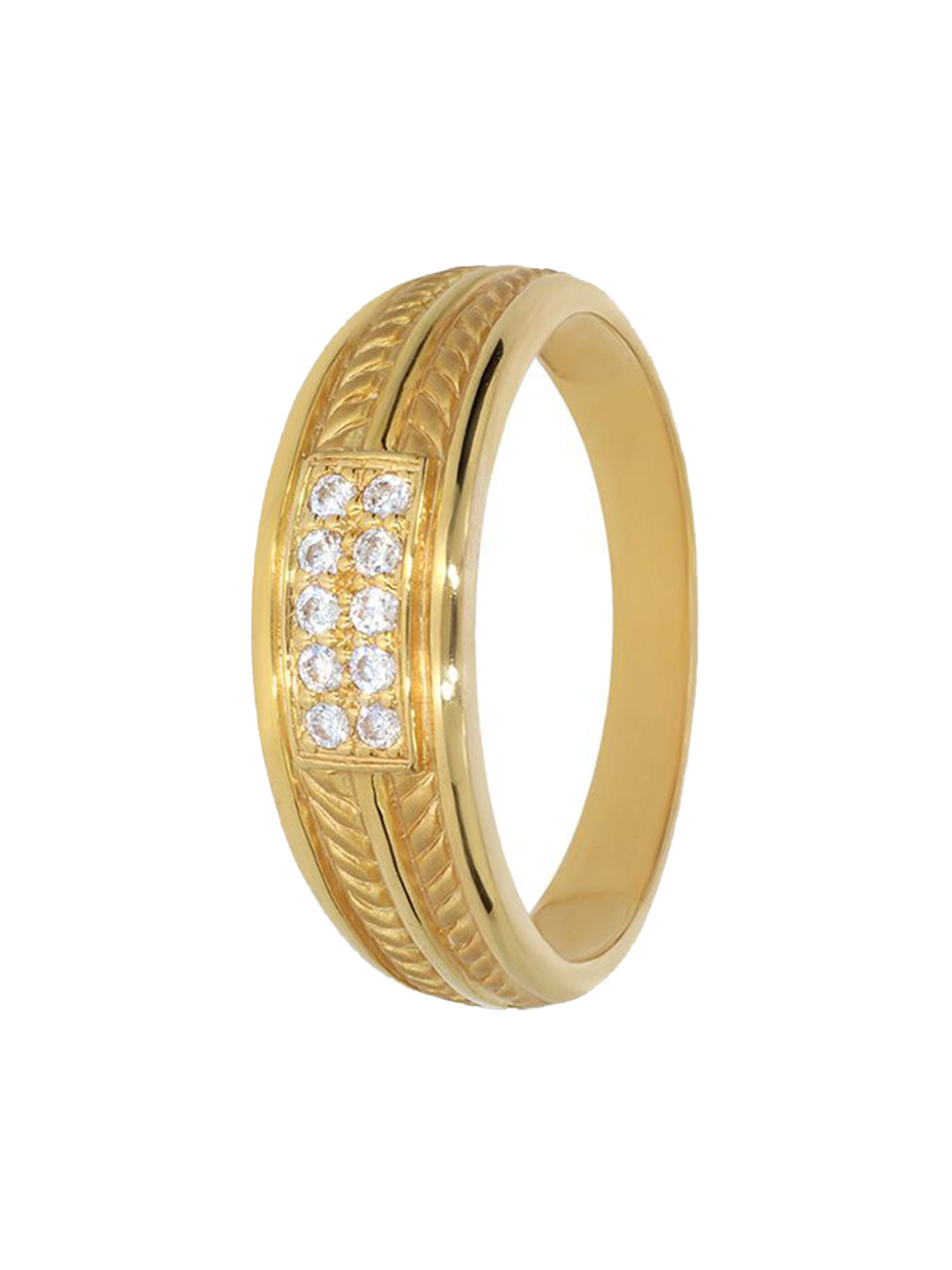 BHIMA 22K BIS Hallmark 916 Purity Yellow Gold Stone Studded Ring for Men