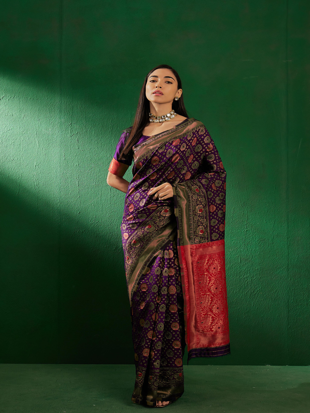 DEVATITHI Purple Banarasi Silk Saree