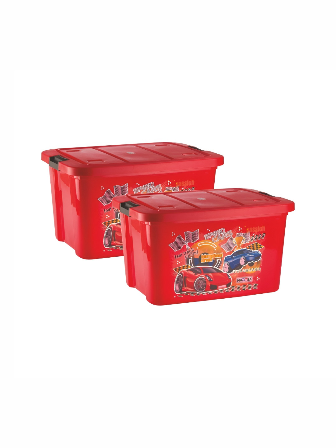 Nayasa Set of 2 Red Rectangular Toys Storage Container