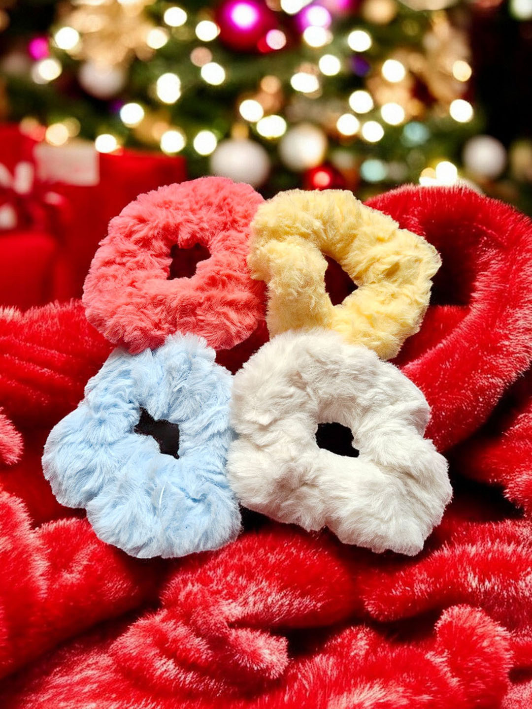 CHRONEX Set Of 4 Fluffy Fur Hairbands - Assorted