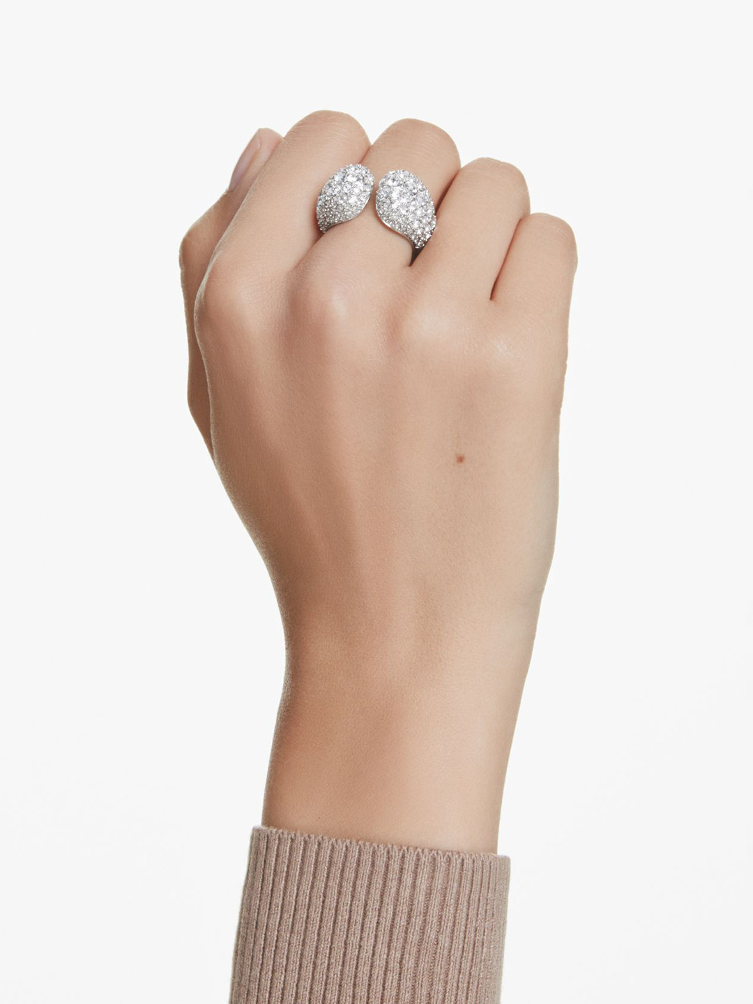 SWAROVSKI Sublima Rhodium-Plated Crystal-Studded Cocktail Finger Ring