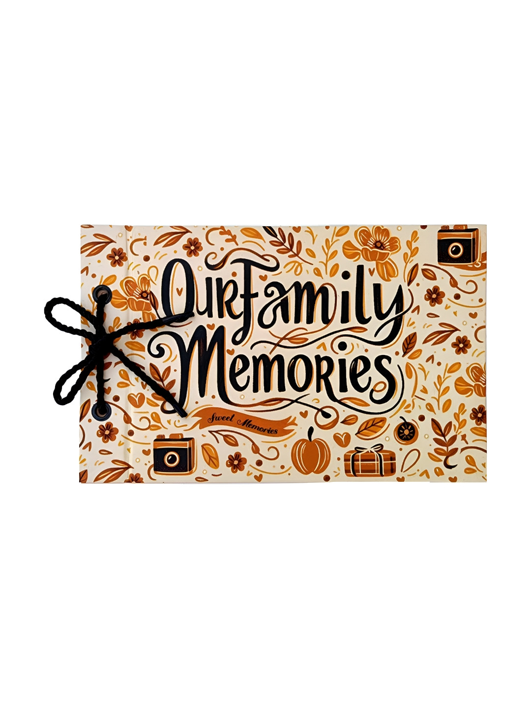 SEHAZ ARTWORKS Beige & Black Our Family Printed Scrapbook Photo Album
