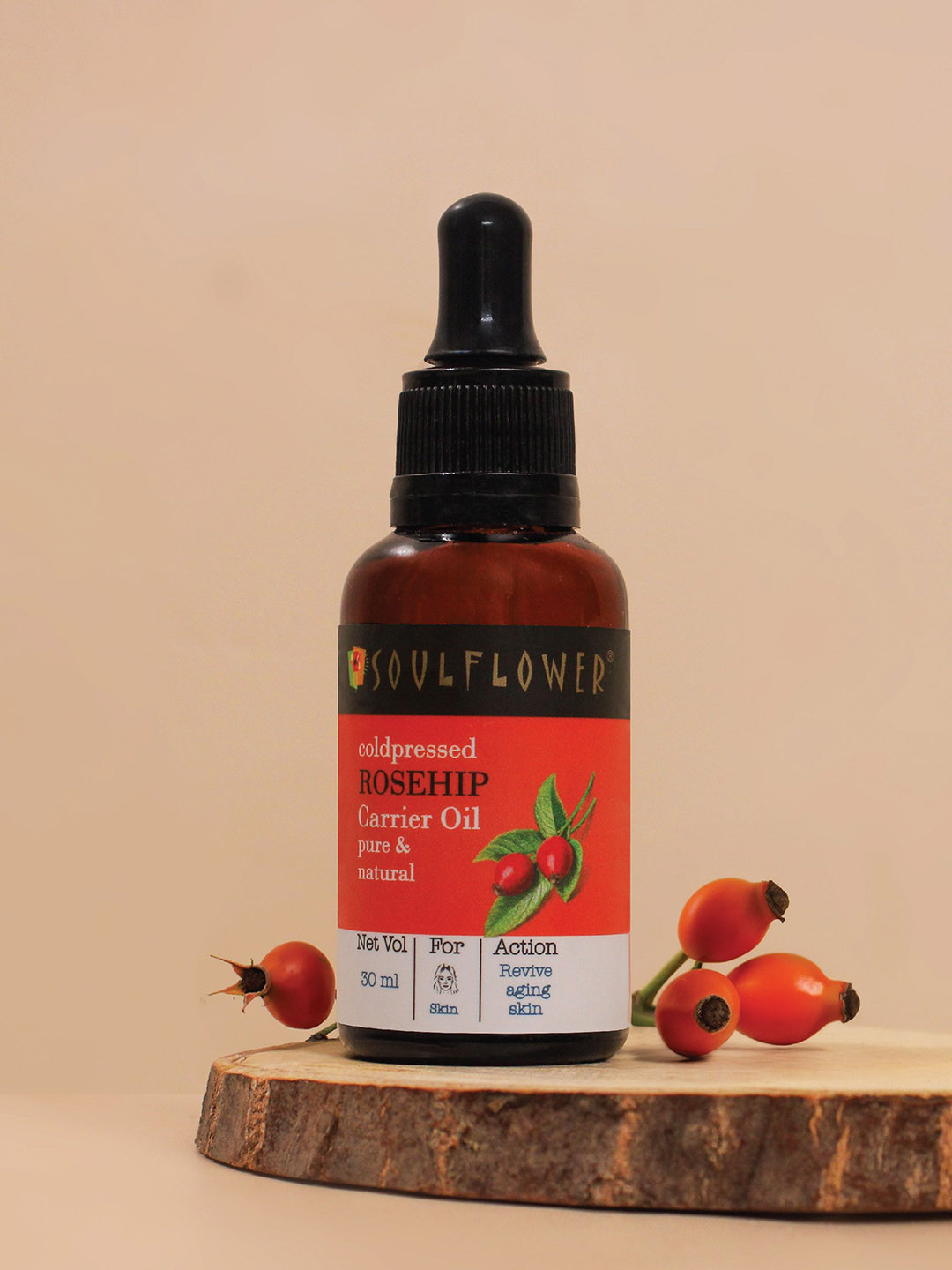 Soulflower Pure & Natural Rosehip Carrier Oil For Moisturizing & Hydration- 30 ml