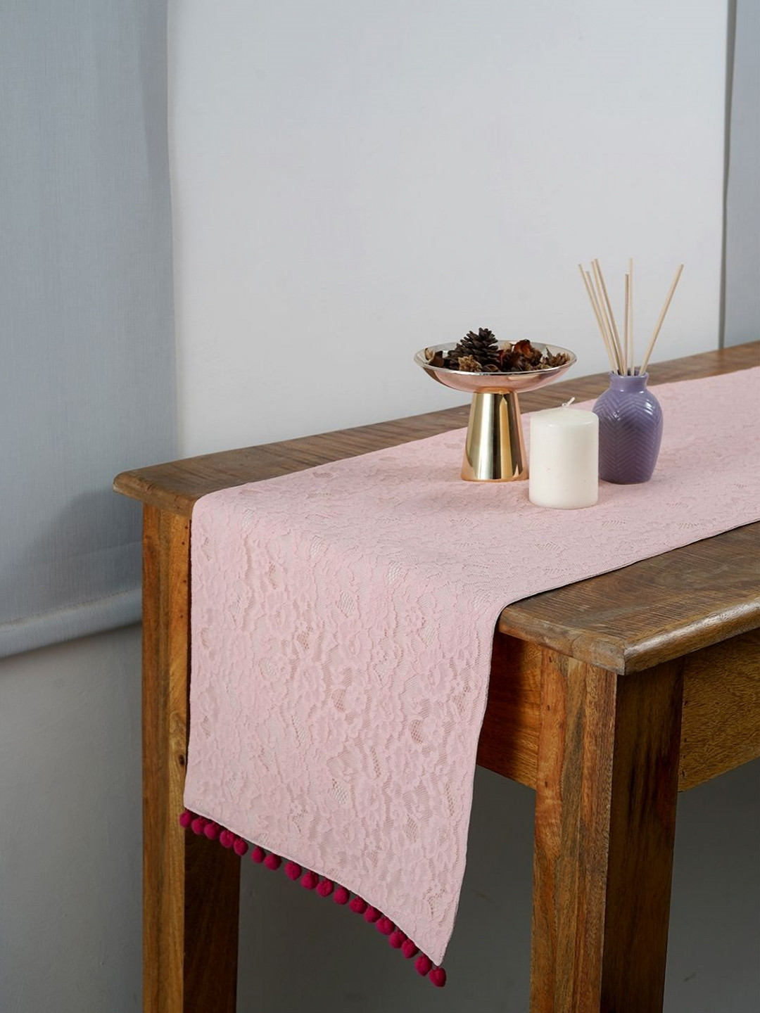 Ratan Cart Pink Textured Table Runner