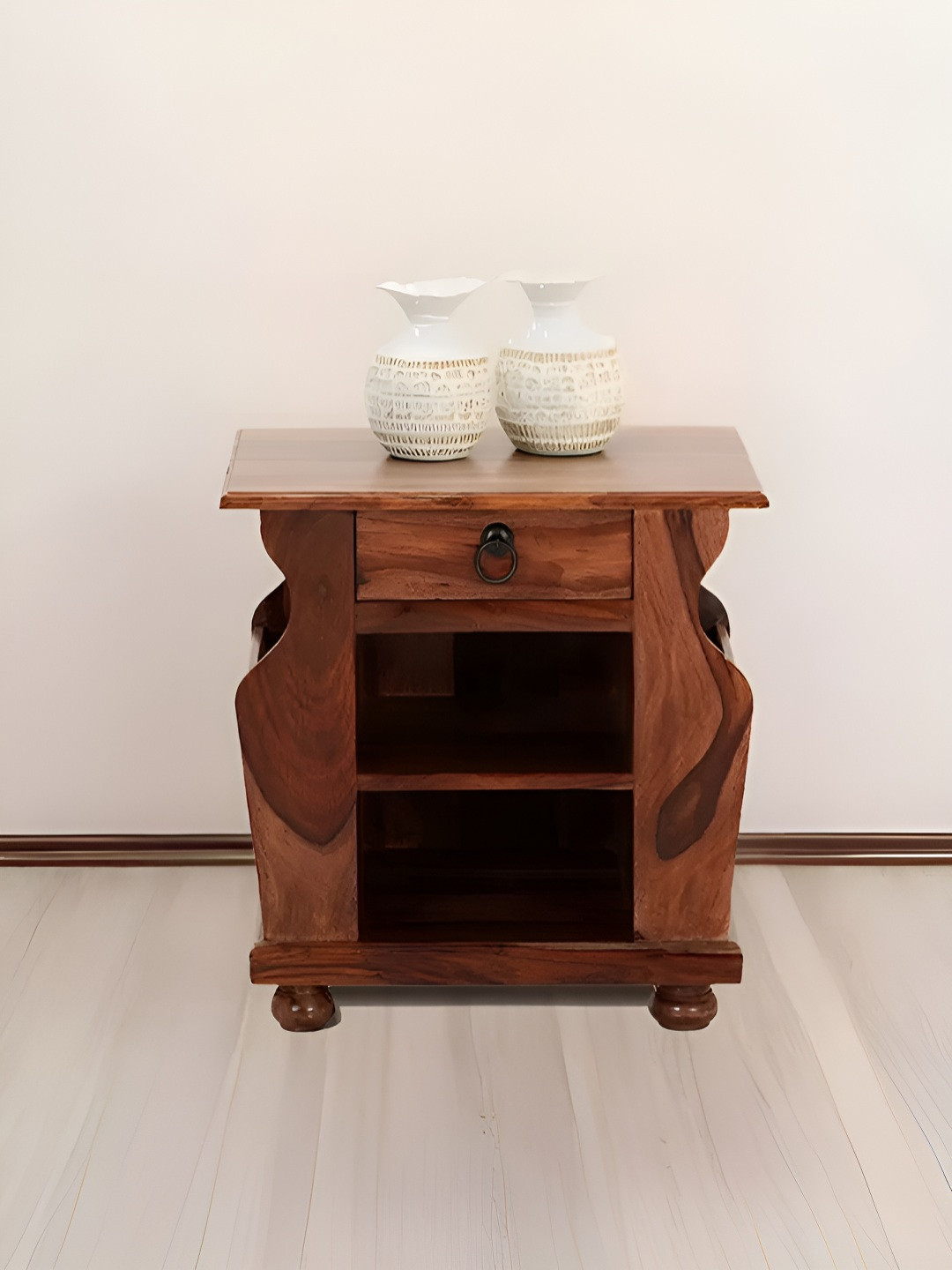 Royaloak Brown Wooden Floor Standing Astra Magazine Rack