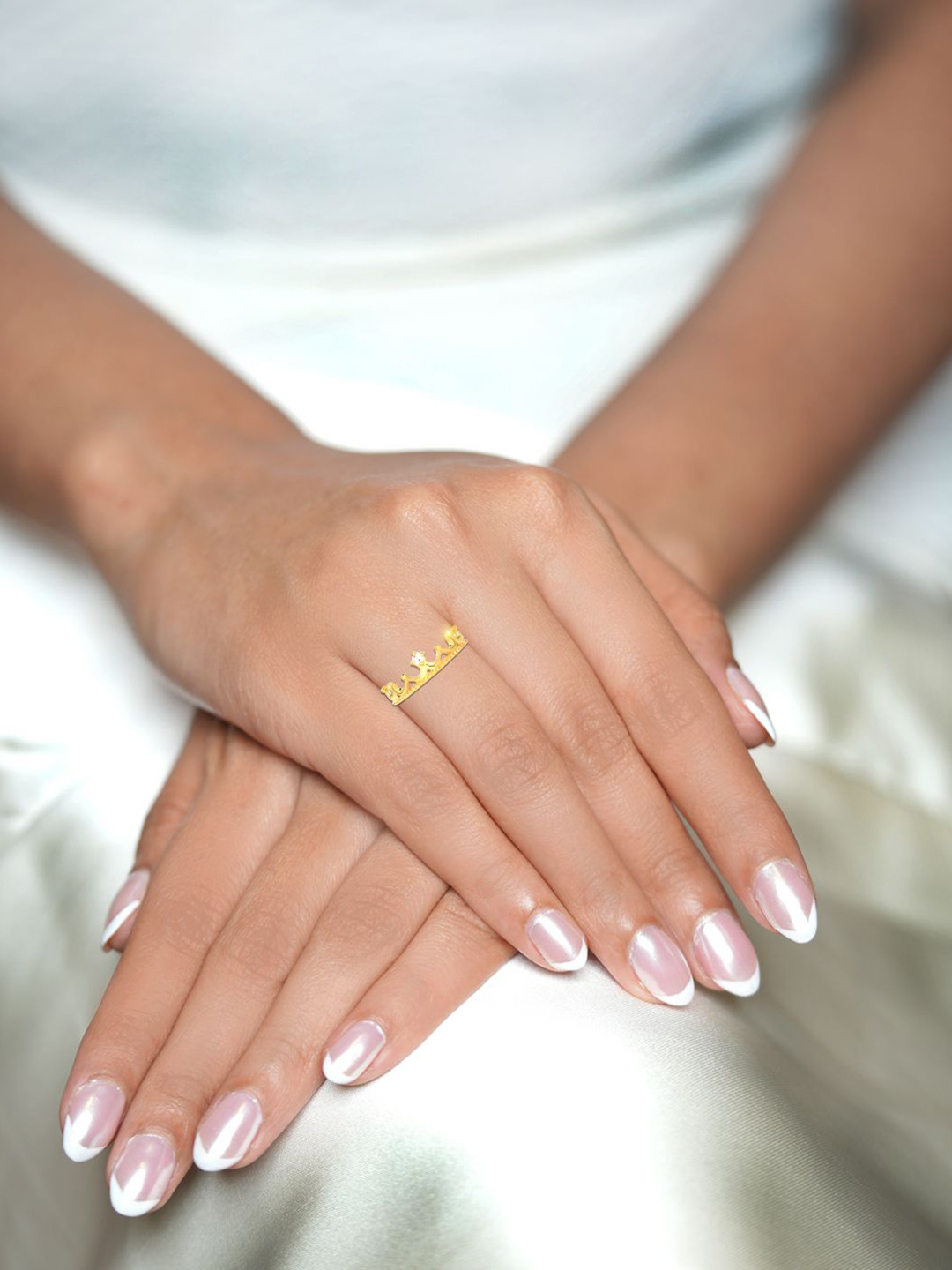 BHIMA 22K BIS Hallmark 916 Purity Yellow Gold Tiara Stone Ring