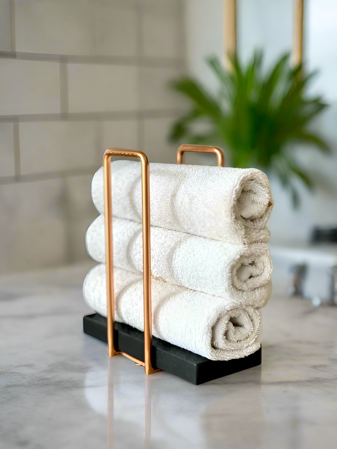 Mason Home Black & Rose Gold Solid Marble Towel Holder