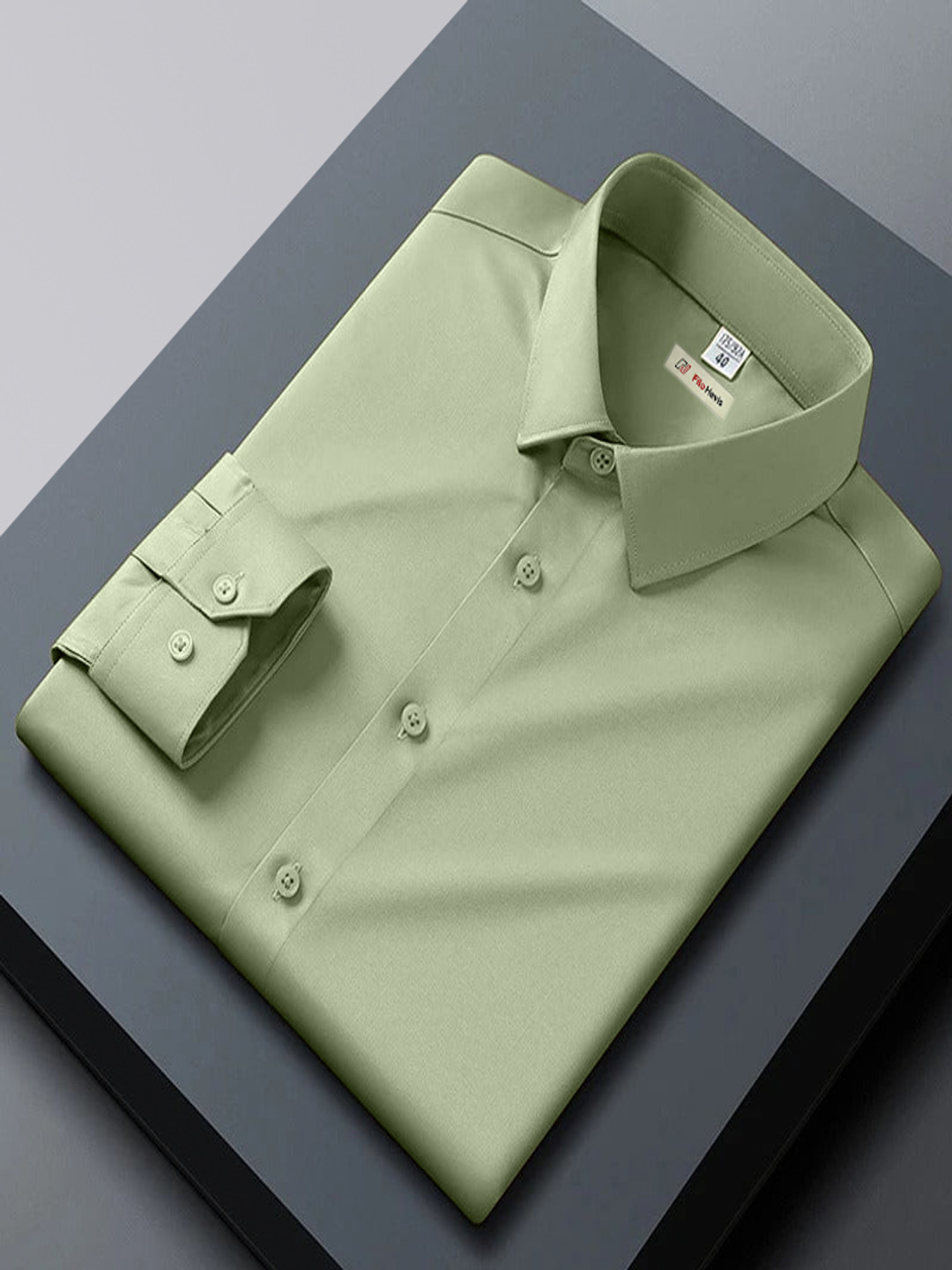 FILO HEVIS Men Solid Regular Fit Cotton Satin Shirt