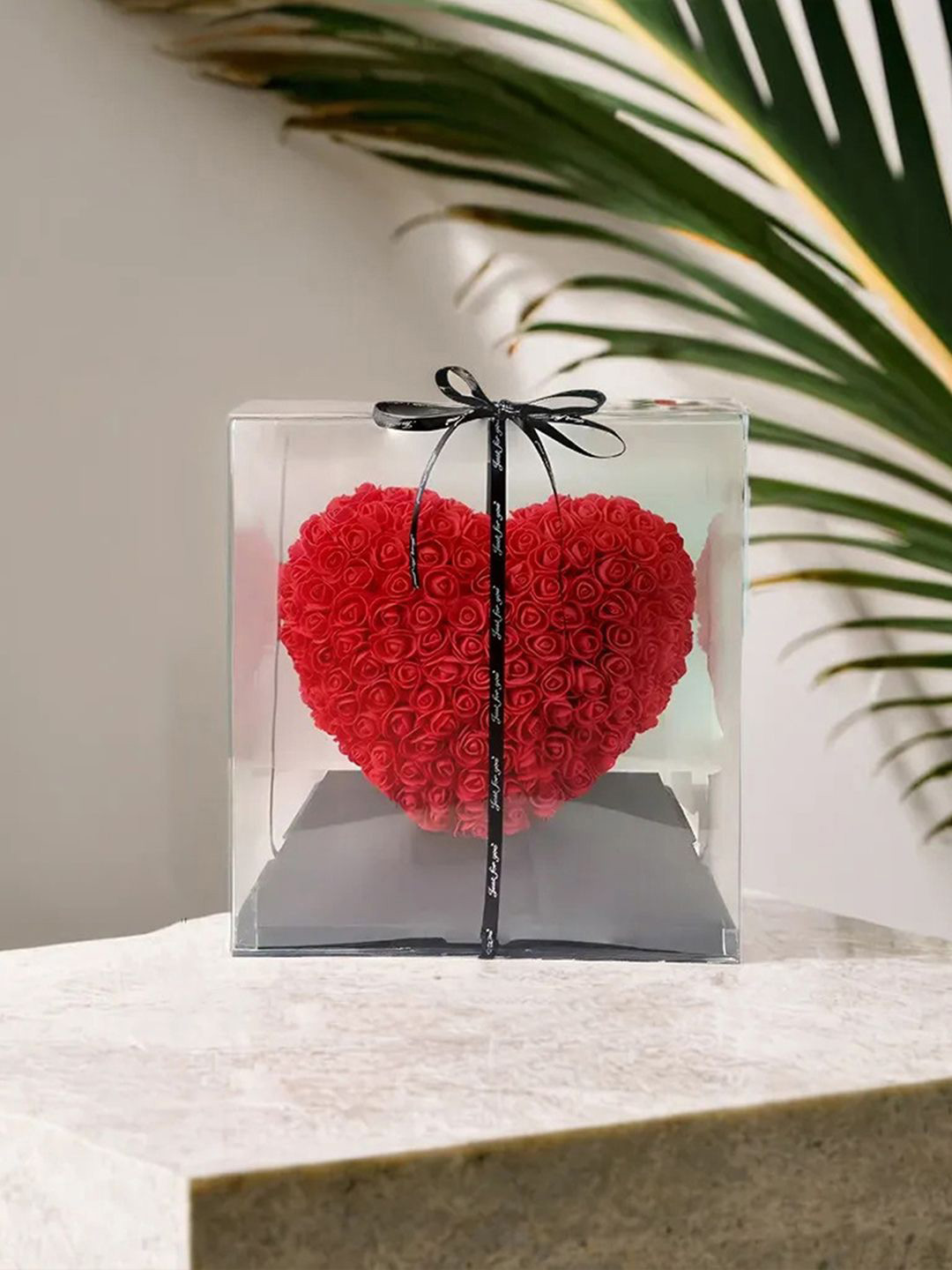 DecorTwist Red Heart-Shaped Rose Foam Flower Valentine's Day Gift Set