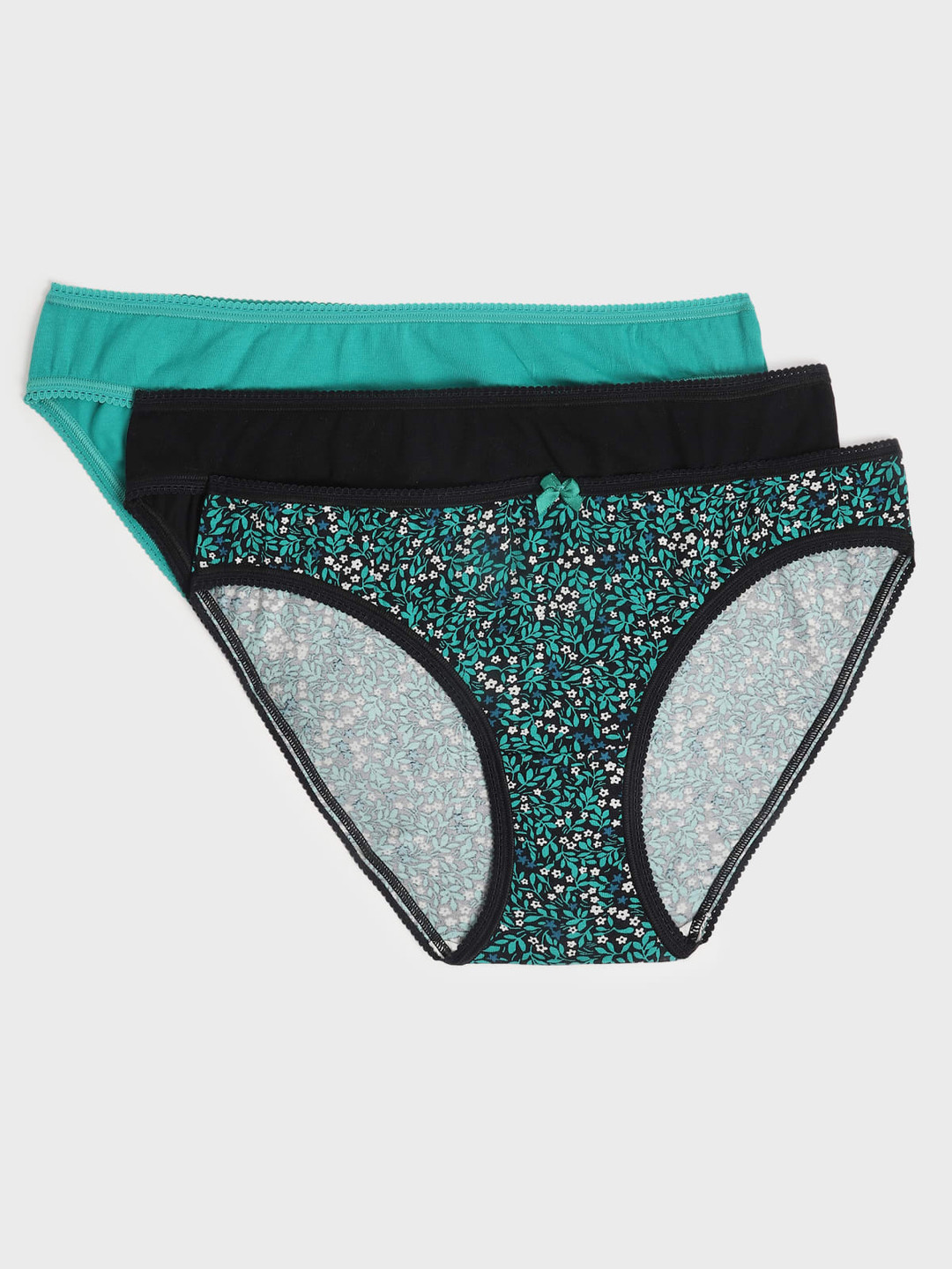 Marks & Spencer Women Pack Of 3 Printed Bikini Briefs T613025KTURQUOISE MIX
