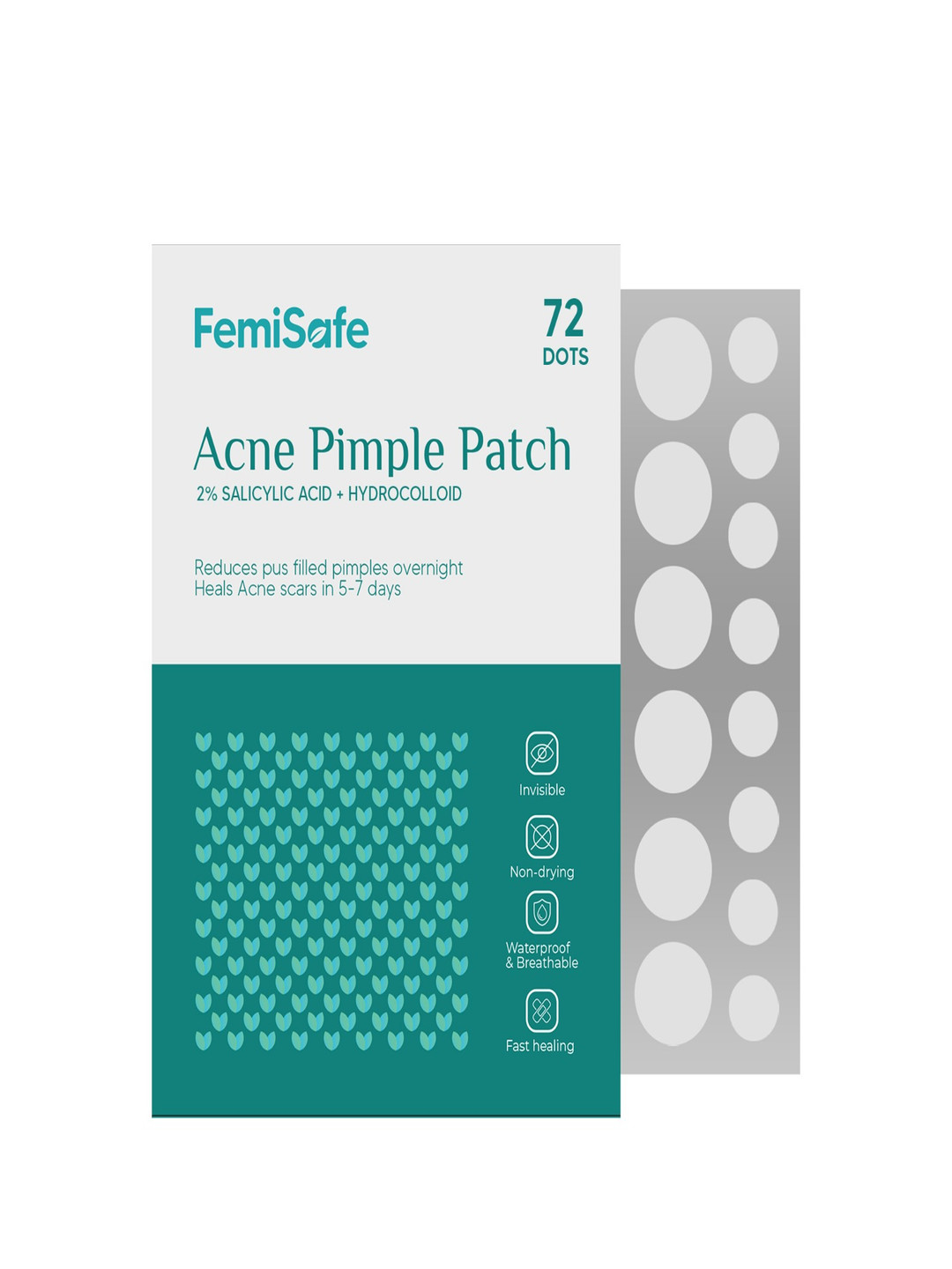 FEMISAFE Acne Pimple Patch With 2% Salicylic Acid & Hydrocolloid - 72 Dots