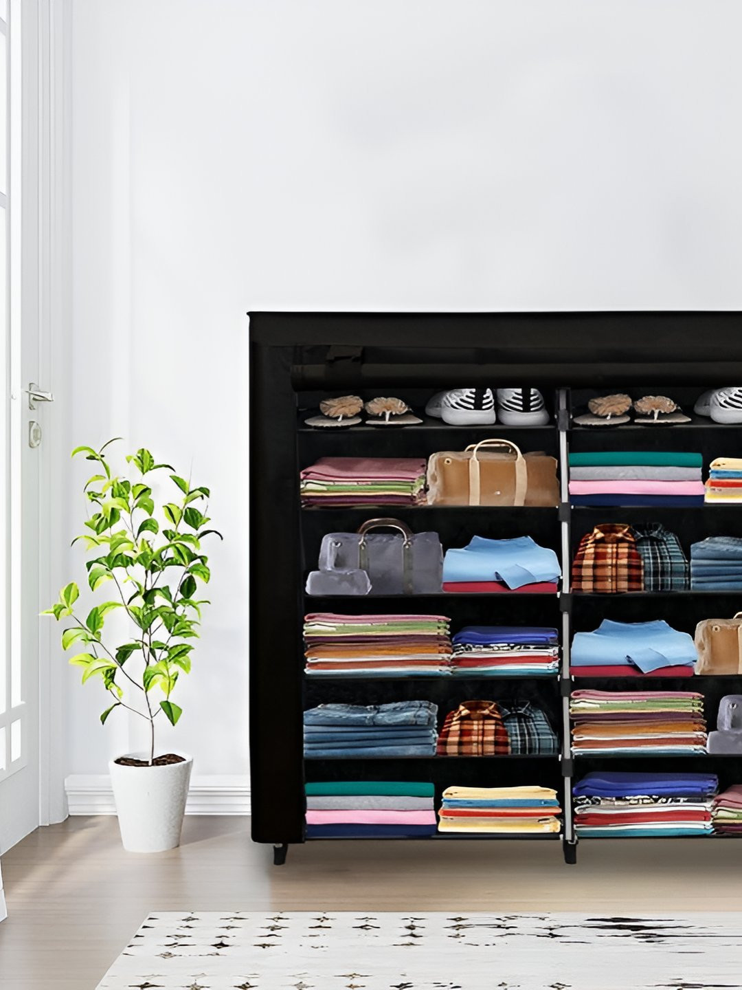 Urban Choice Black 12 Layer Stainless Steel Collapsible Shoe Stand