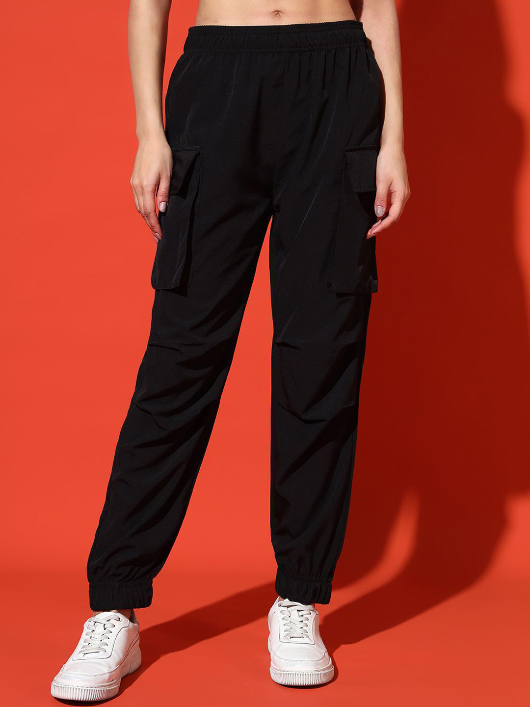 KASHIAN Women Relaxed Loose Fit High-Rise Pleated Joggers Trousers