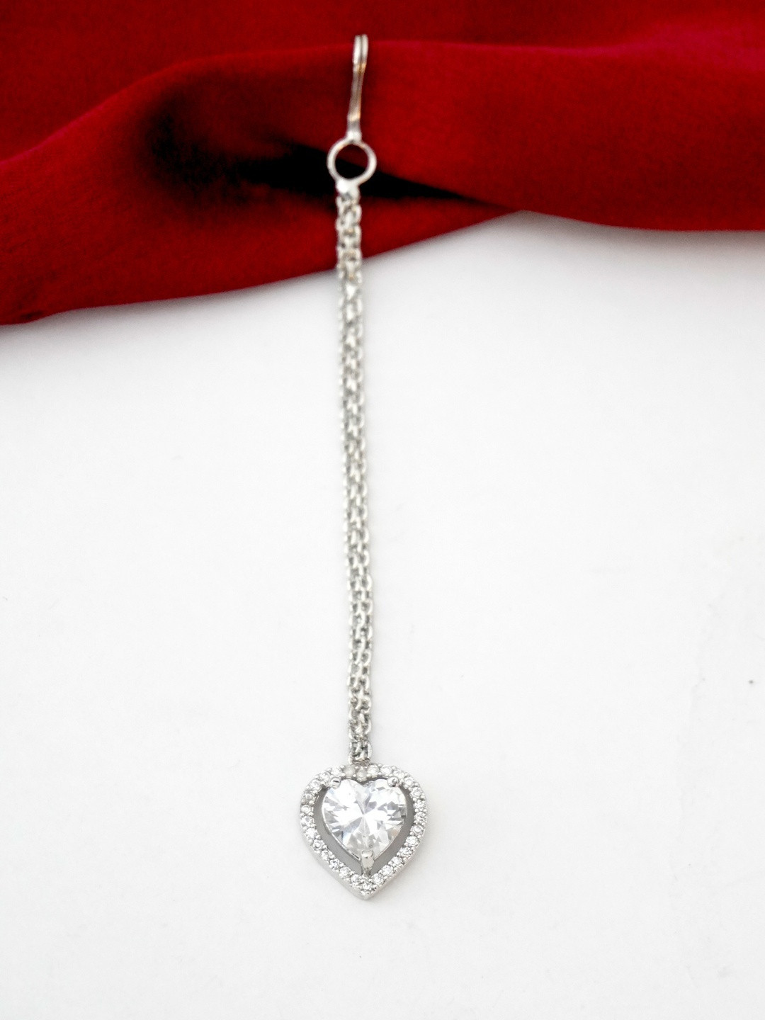 Niscka Silver-Plated American Diamond Studded Maang Tikka