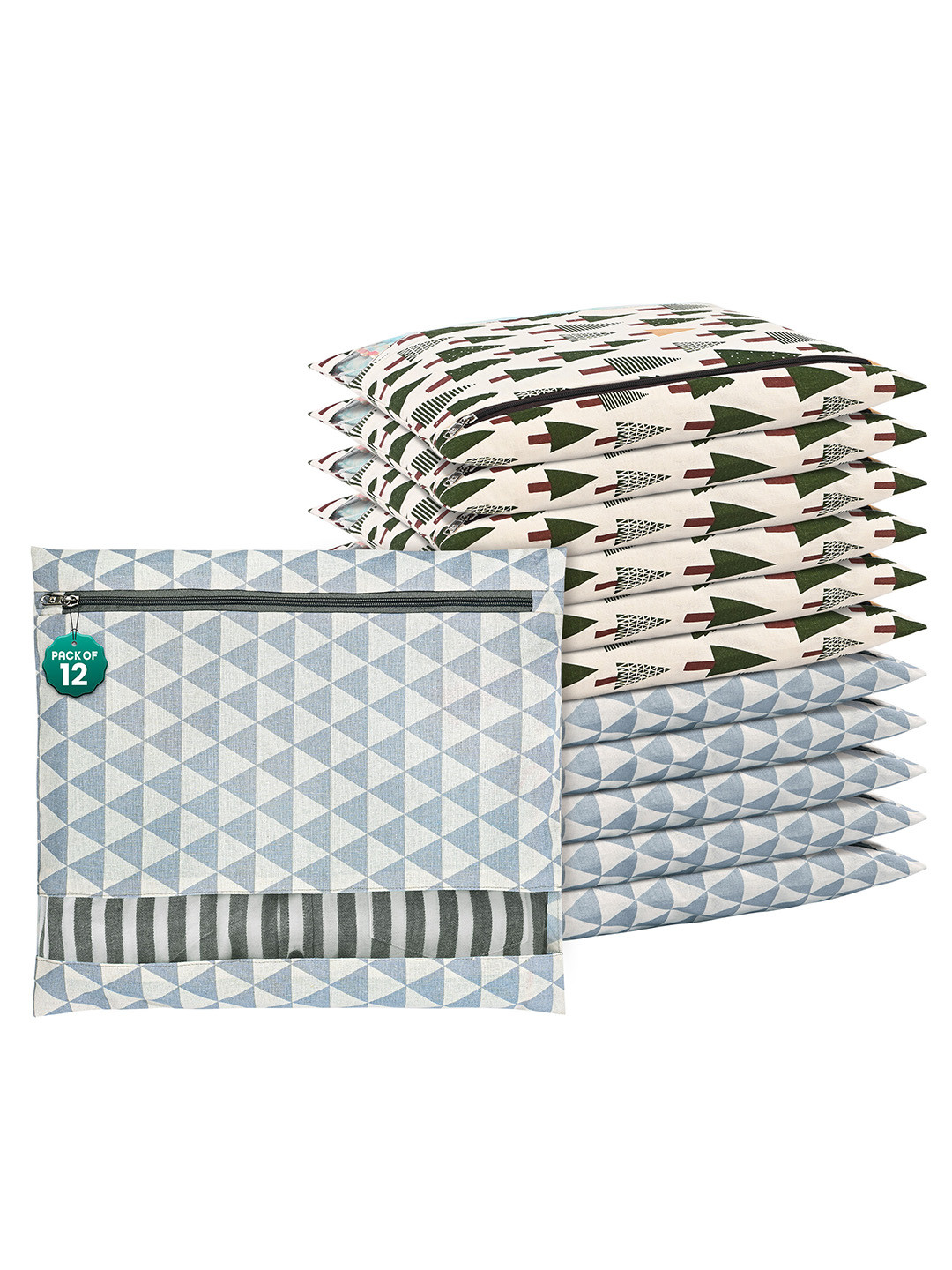 Kuber Industries Grey 12 Pcs Regular Clothes Storage Single Packing Bag Drawer Organiser