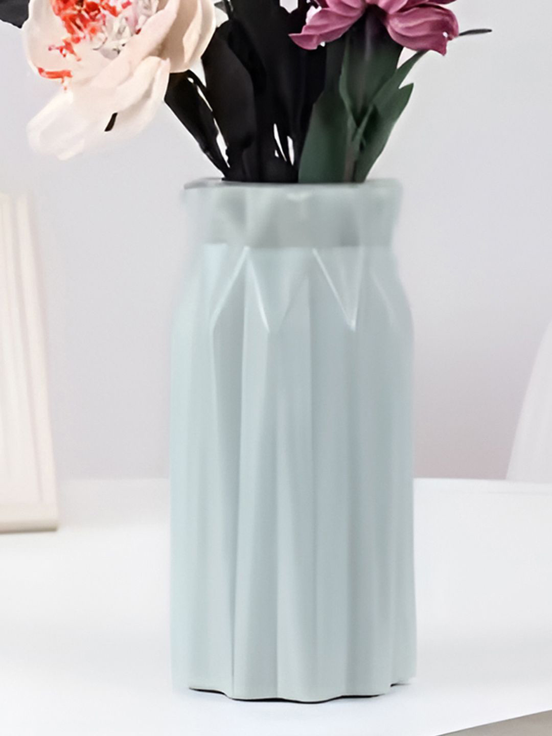 DecorTwist Sky Blue Plastic Flower Vases for Home Decor (Pack of 1)