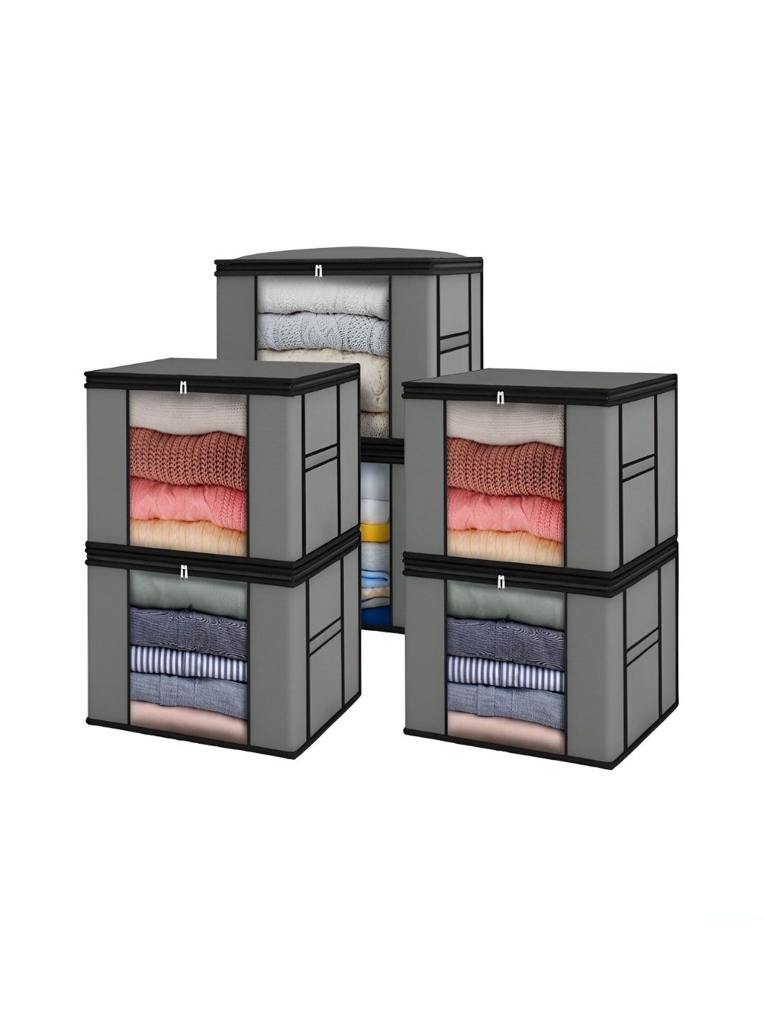 atorakushon Grey Set of 6 Organisers For Clothes Storage Bags