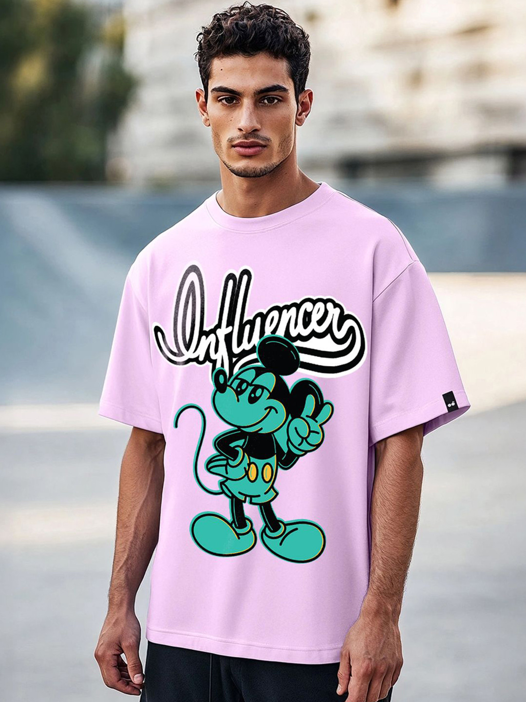 Bewakoof Official Disney Merchandise Mickey Men's Graphic Printed Oversized T-Shirt