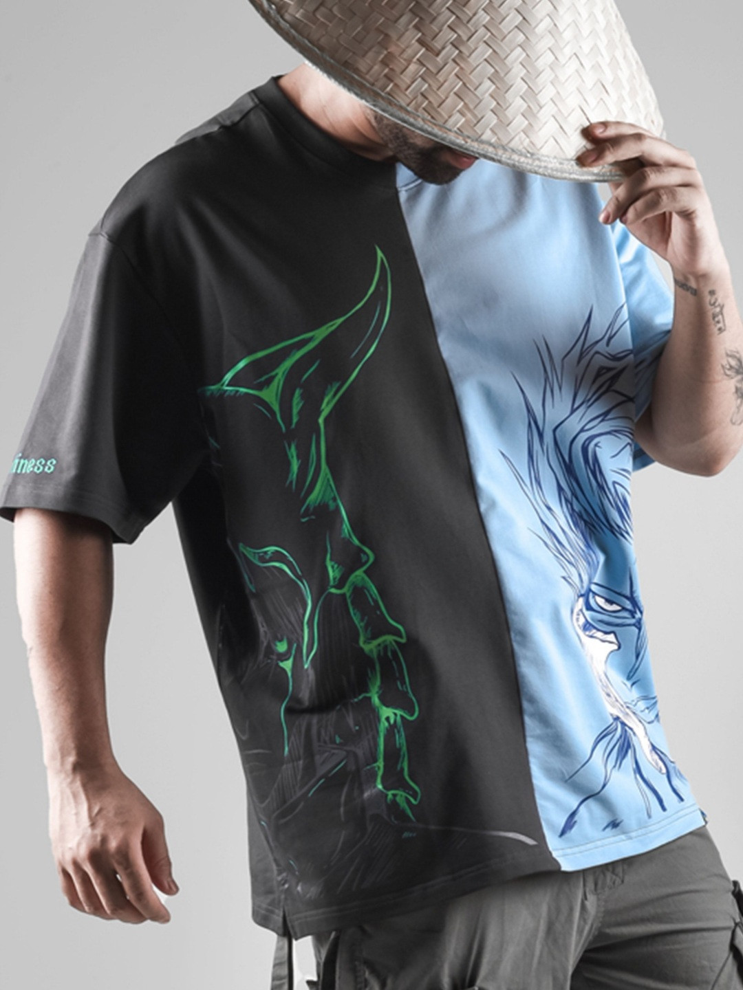Xenpachi Bleach Anime 6 4 Grimmjow Printed Drop Shoulder Cotton Oversized T-shirt