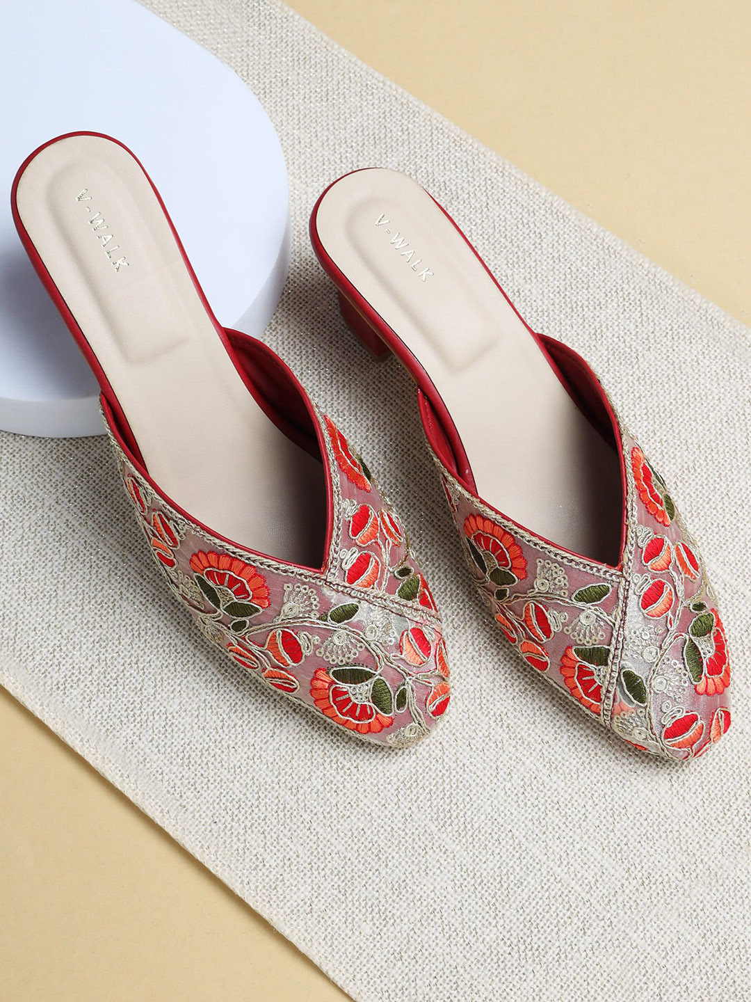 V-WALK Women Embellished Party Block Mules