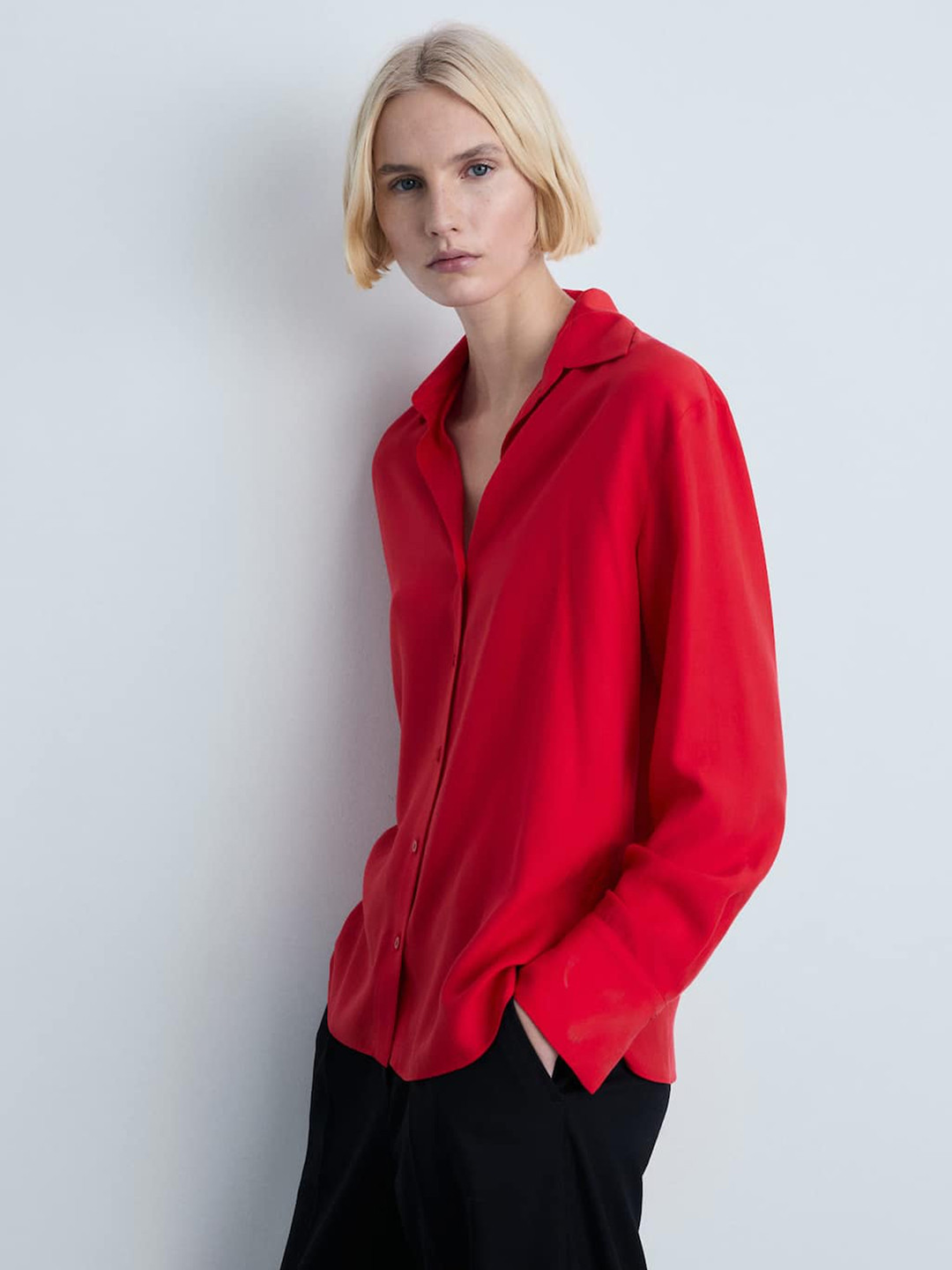 MANGO Relaxed Fit Fluid Casual Shirt