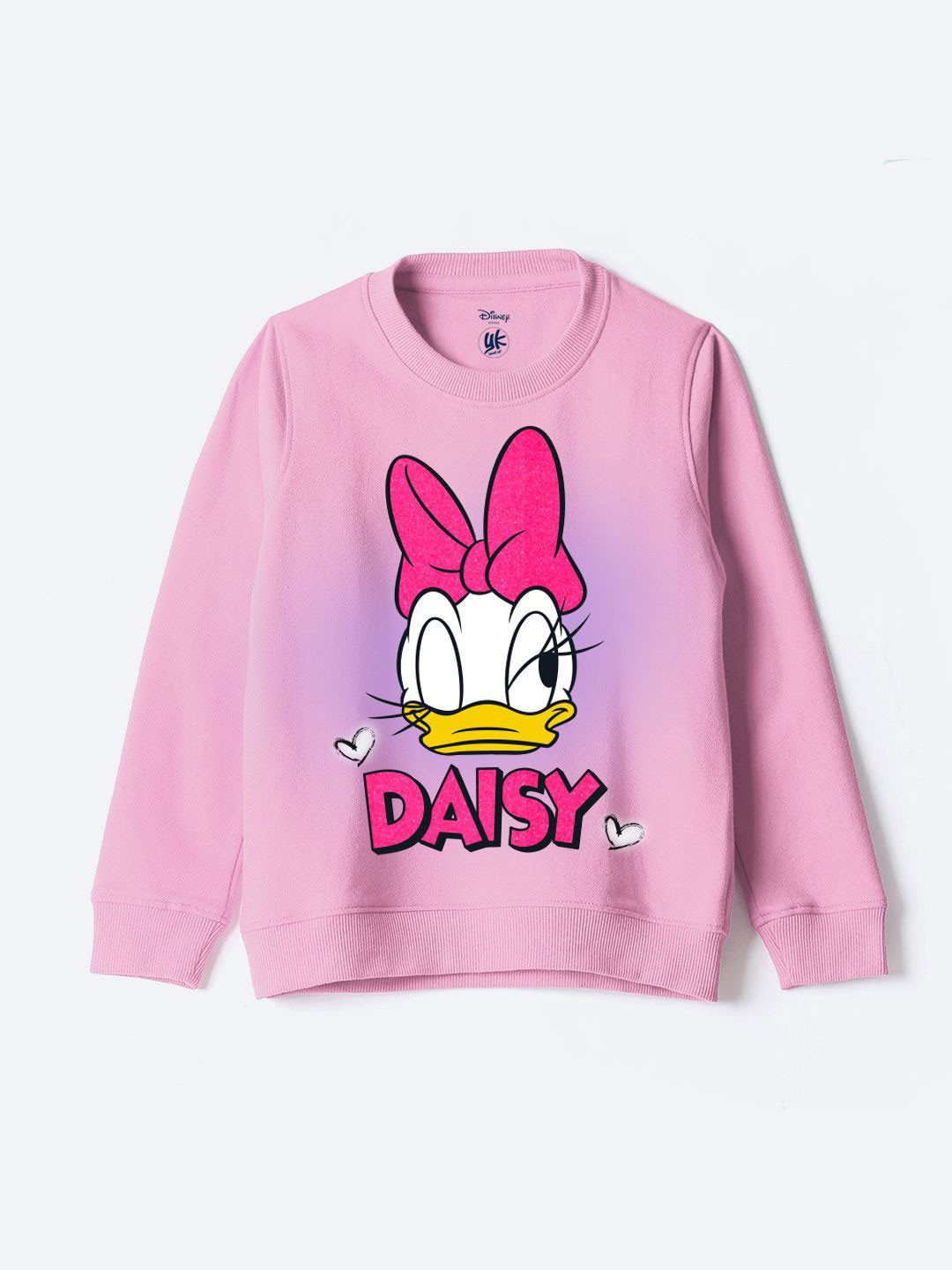 YK Disney Girls Disney Minnie Mouse Glitter Printed Sweatshirt
