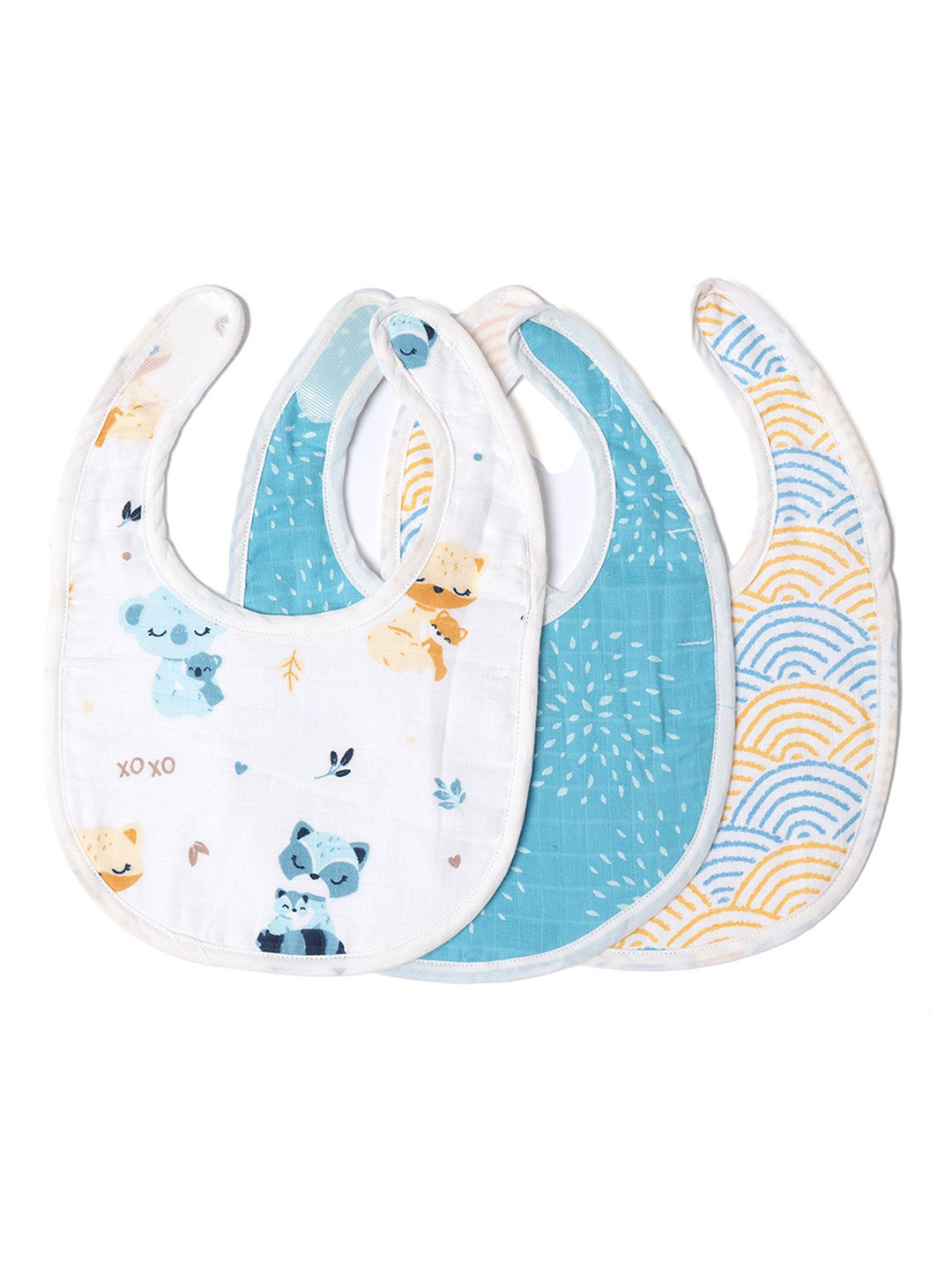 TIDY SLEEP Kids Pack Of 3 Pure Cotton Assorted Tidy Sleep Muslin Bibs For Baby