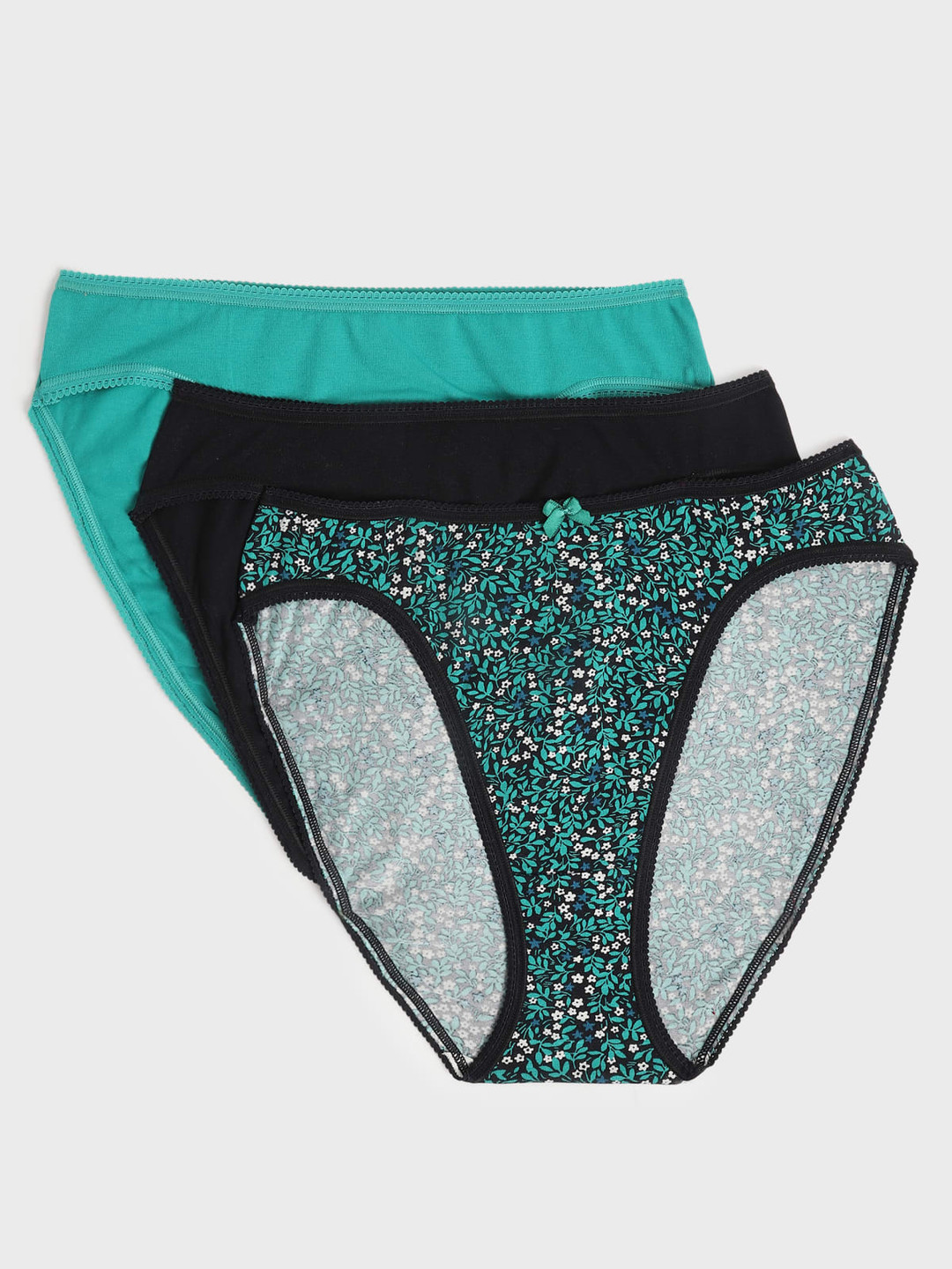 Marks & Spencer Women Pack Of 3 Printed High-Rise Bikini Briefs T613027KTURQUOISE MIX