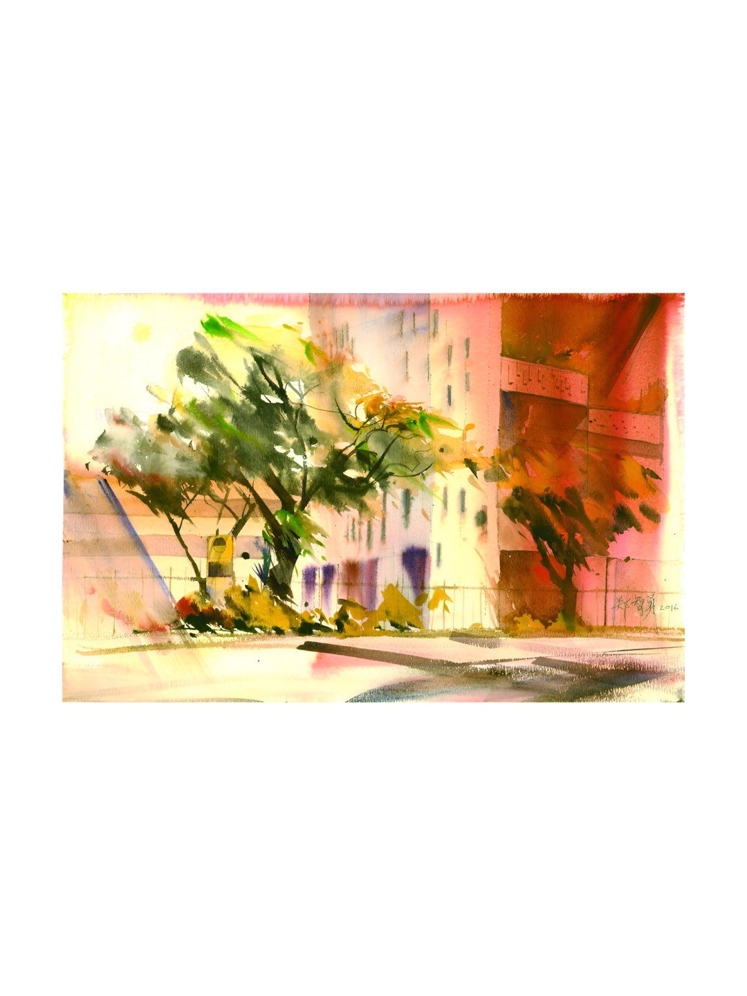 Inephos Green & Red Tree Nature Abstract Canvas Wall Art