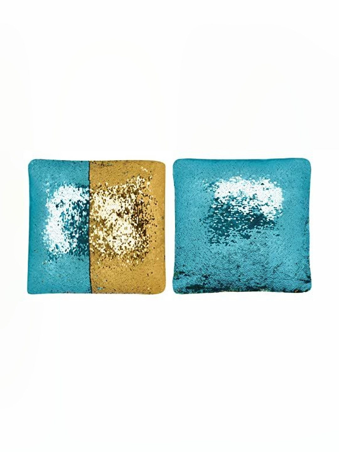Black gold Blue & Gold-Toned Set of 2 Embellished Square Cushion Covers